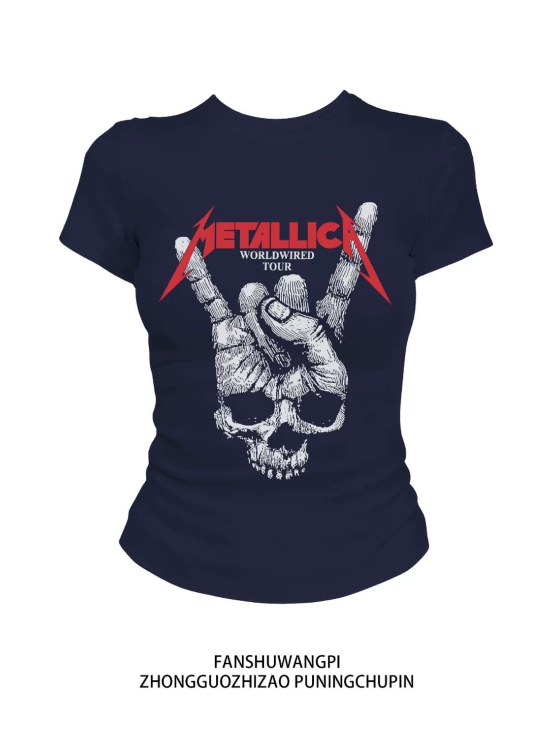 메탈 스컬 락 프린팅 슬림핏 반팔 티셔츠 상품이미지3