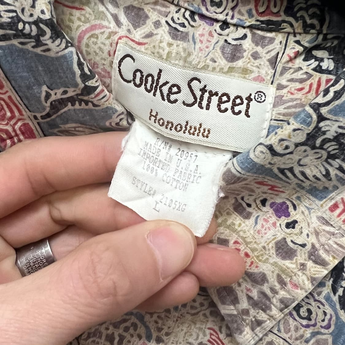 90s USA Cooke Street 하와이안 반팔 셔츠 L 상품이미지4