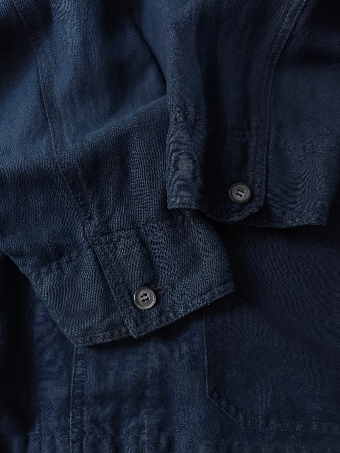 [XL]빈티지 3포켓 다크네이비 린넨 프렌치 워크 자켓 상품이미지5