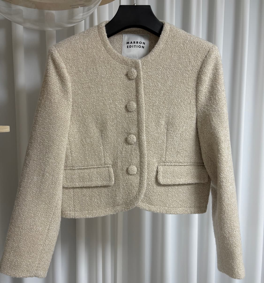 마론에디션 크리미 부클 울 블레이저 베이지 M 상품이미지1