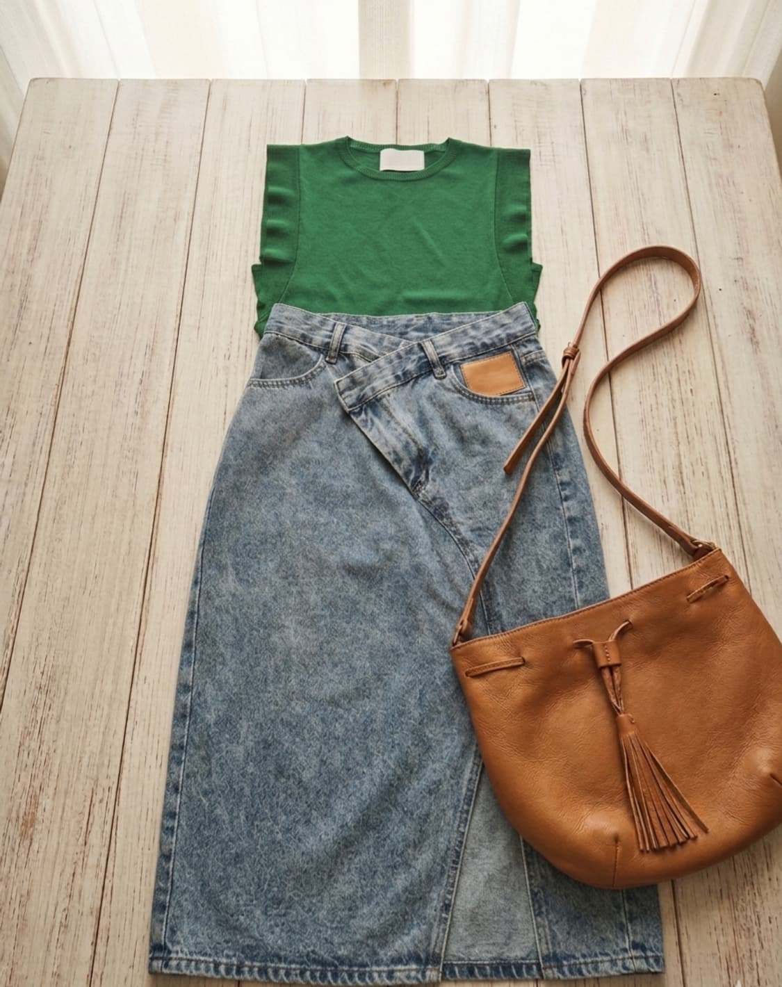 [유니크/상태최상] 비대칭 언밸런스 생지 워싱 데님 롱스커트 상품이미지1