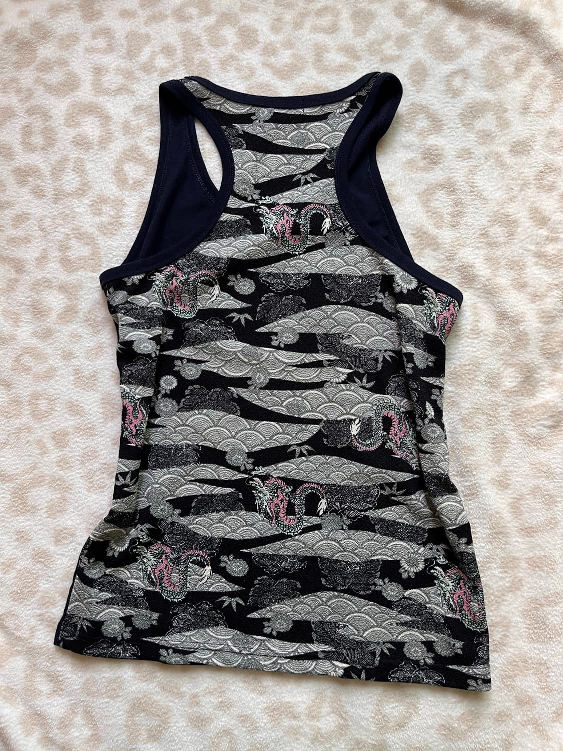 Oriental Navy dragon printing sleeveless 상품이미지1