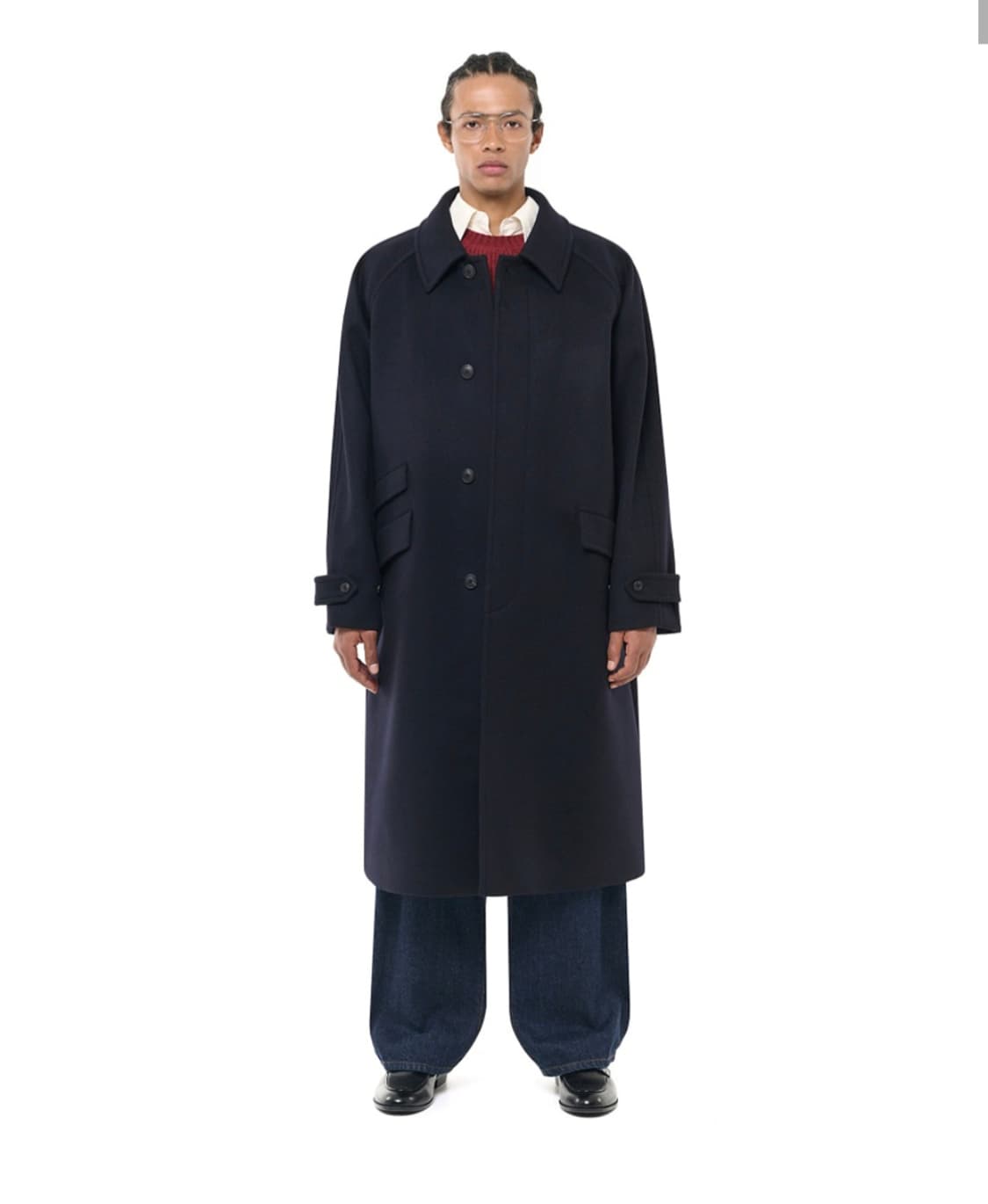 25FW 비슬로우 오버사이즈 캐시미어 발마칸코트 네이비 상품이미지1