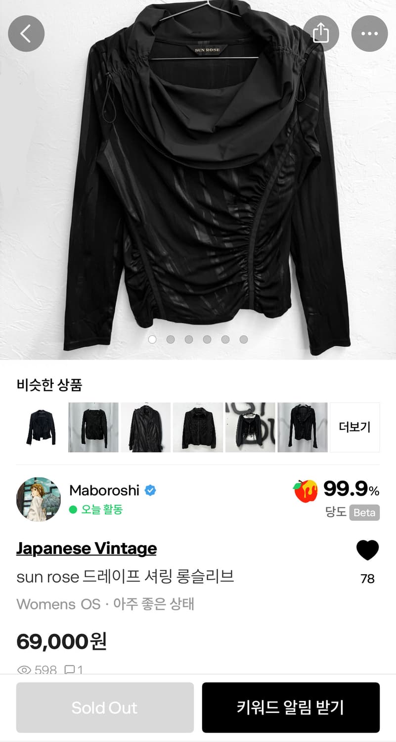 sun rose 드레이프 셔링 롱슬리브/ 나체 코스트퍼킬로 상품이미지2