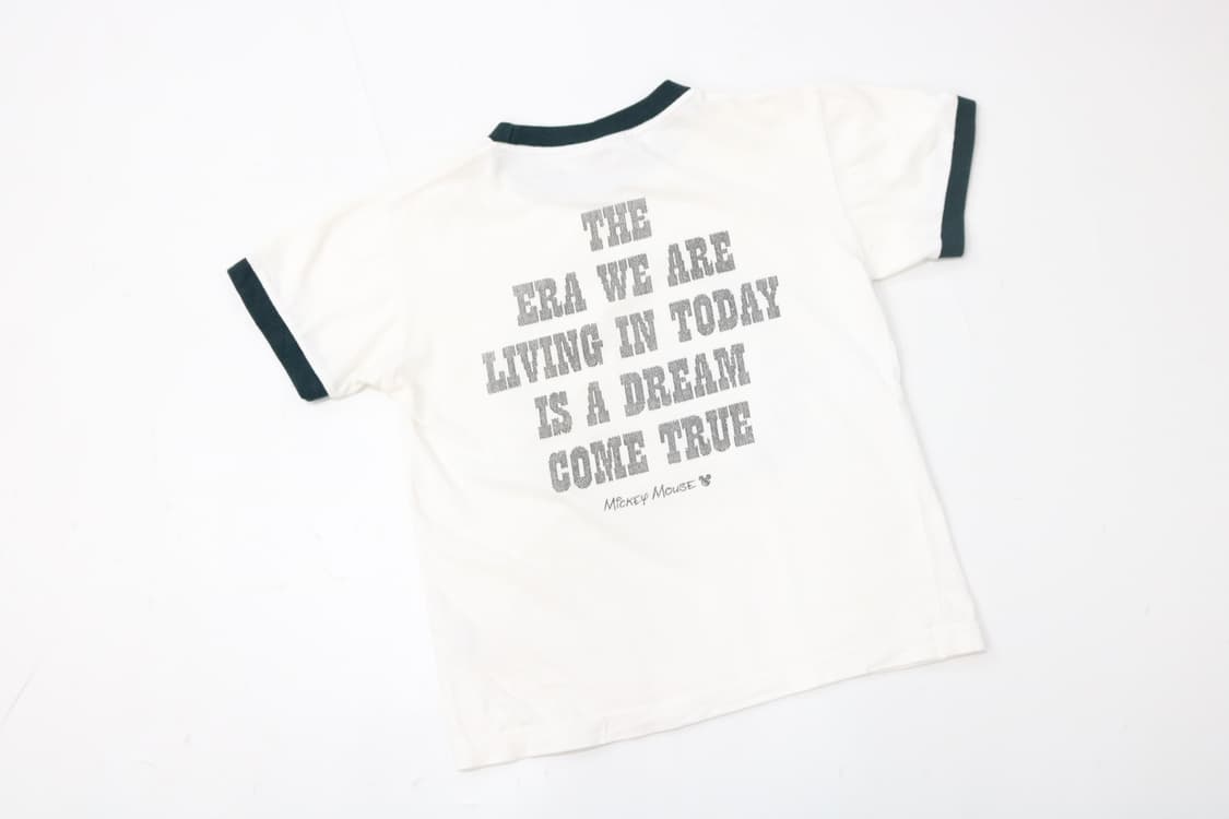 디즈니 00s 빈티지 미니마우스 큐빅 로고 링거 반팔 티셔츠 (M) 상품이미지7