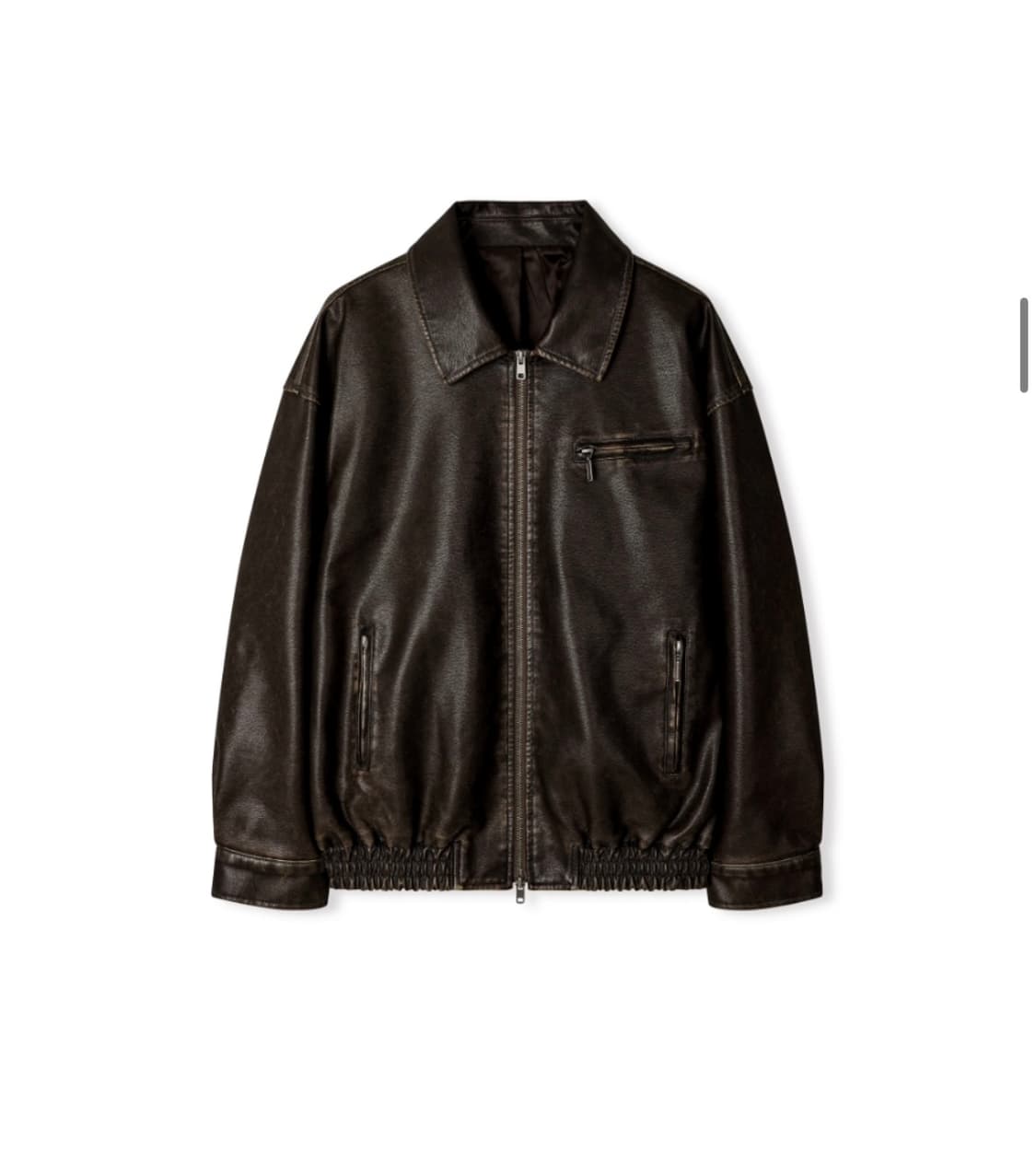 레더리 (Leathery) 워시드 레더 오버핏 블루종 자켓 [WASHED 상품이미지4