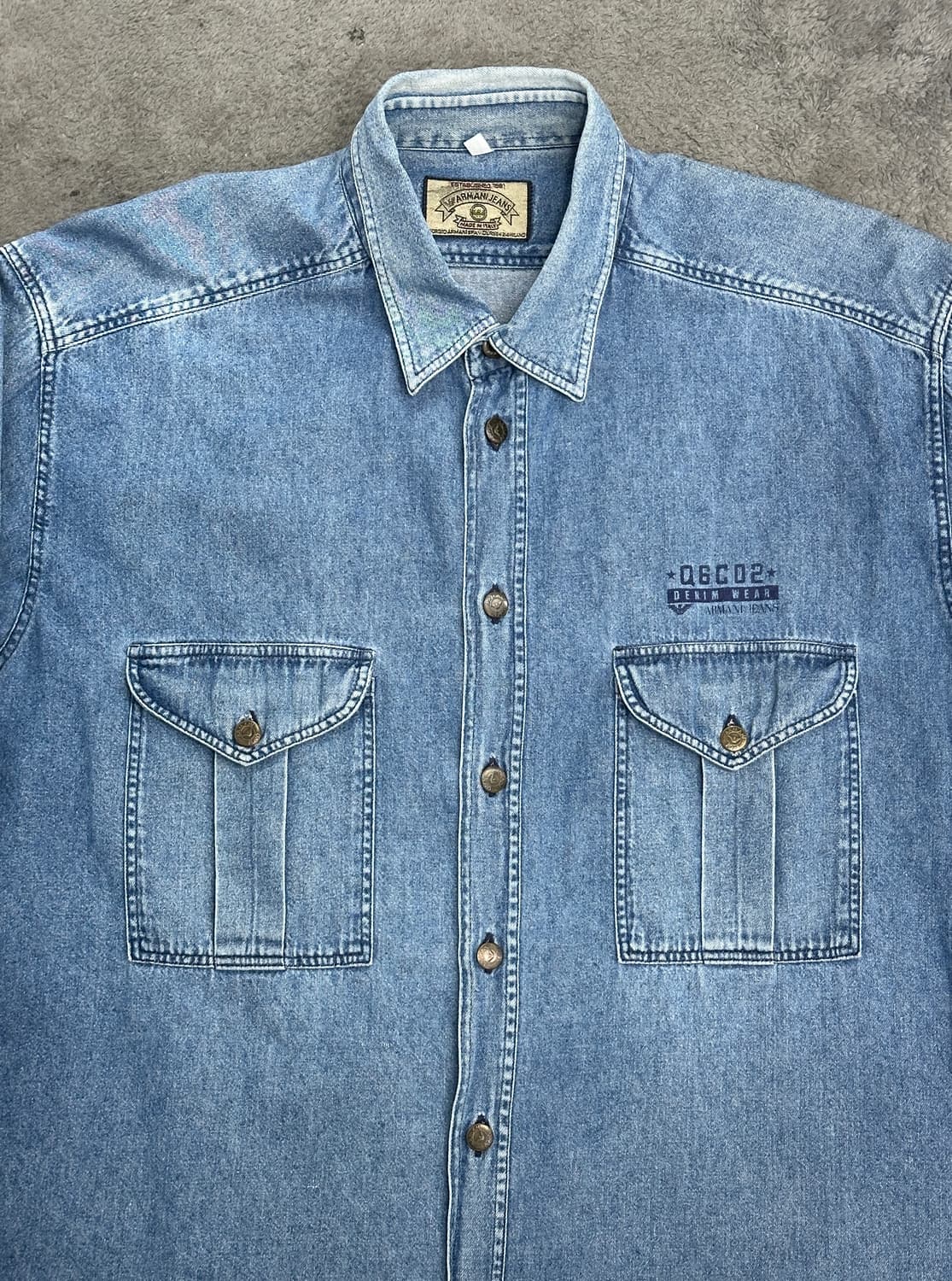 80s ARMANI JEANS 데님웨어 셔츠 L 상품이미지3