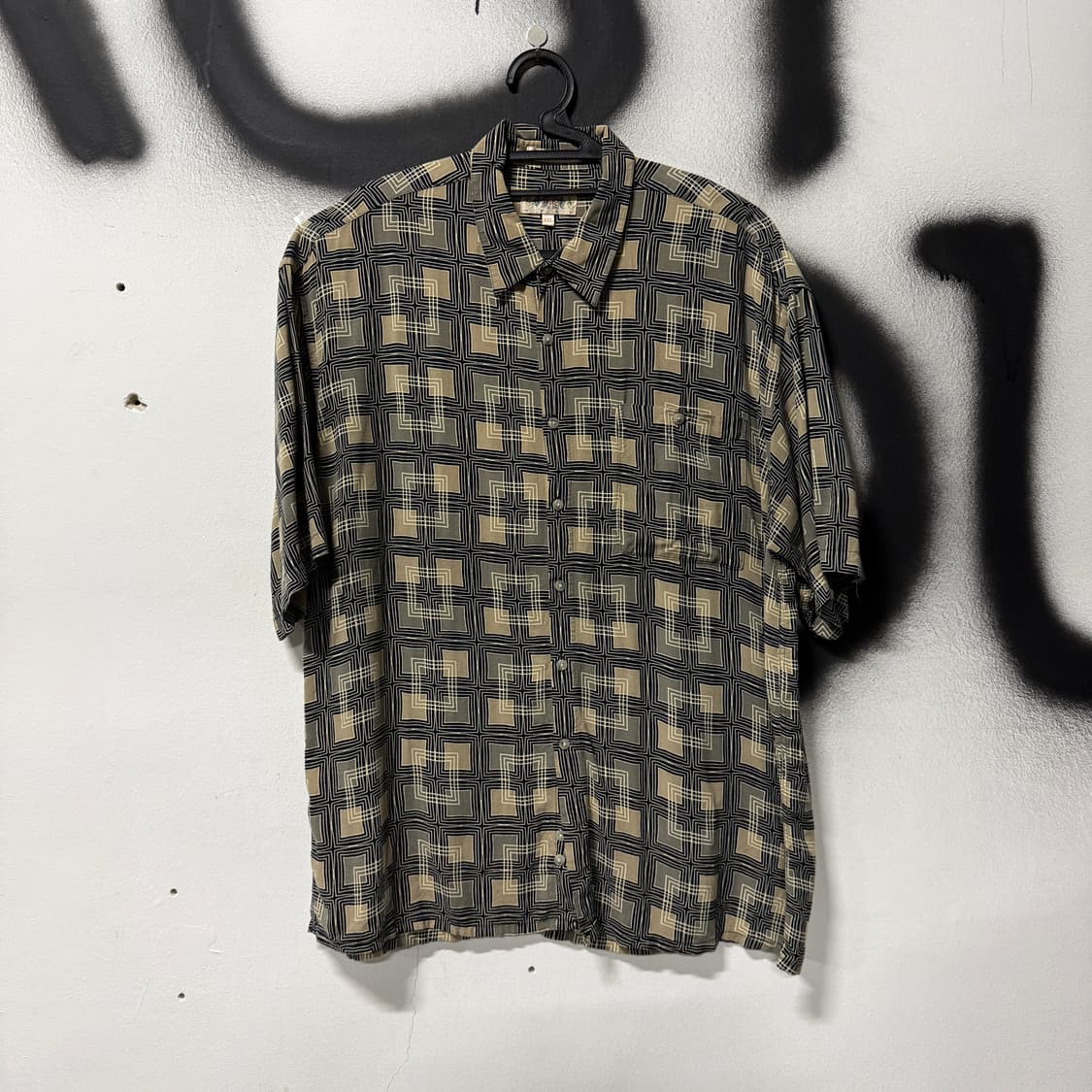 VTG 빈티지 빅사이즈 스퀘어 체크 풀 패턴 반팔 셔츠 상품이미지1