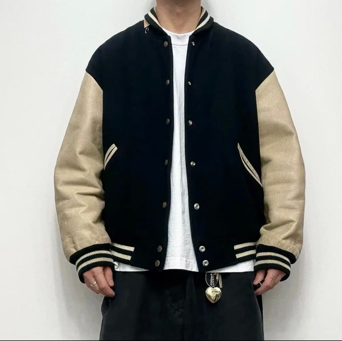 90‘s 일본빈티지 리얼레더 울 바시티자켓 L 상품이미지4