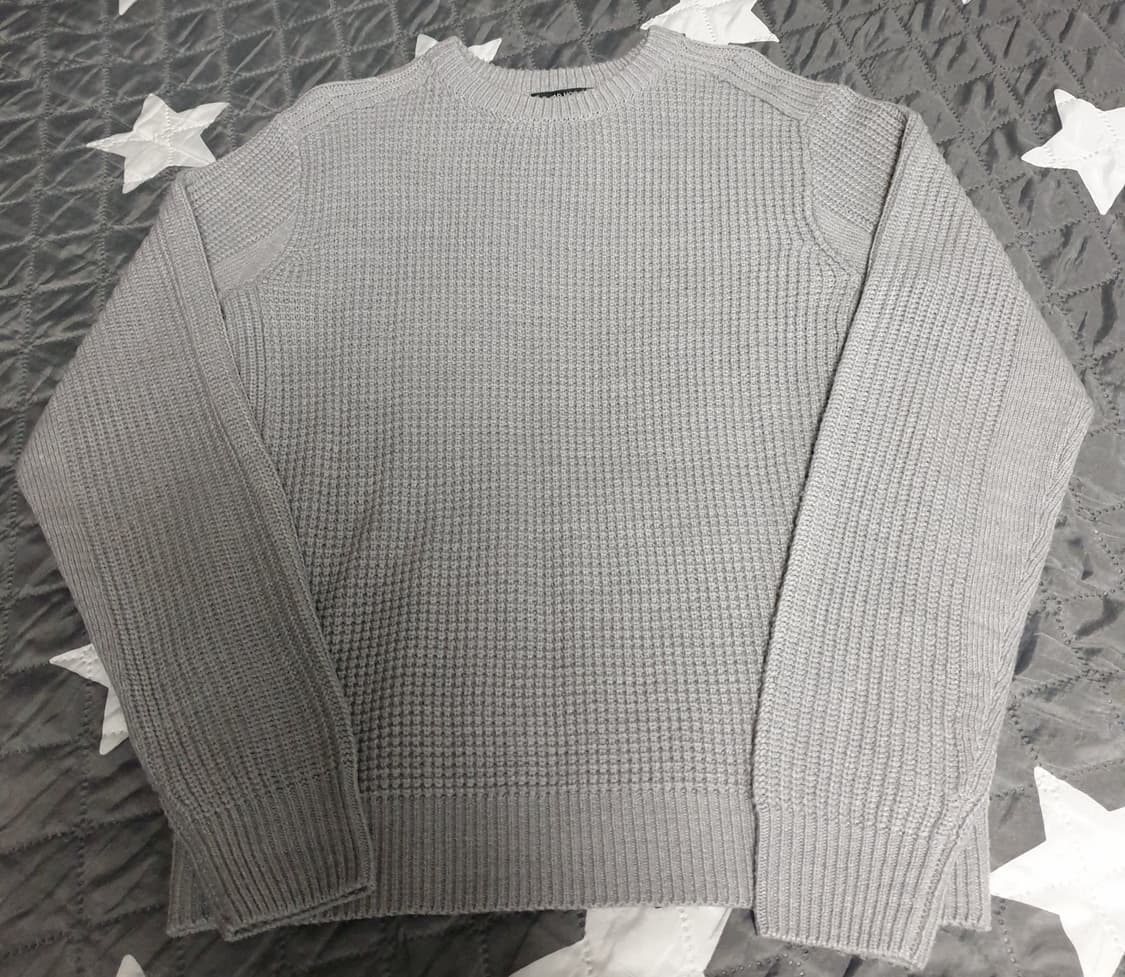AD HOC 슬림핏 와플 크루넥 니트 스웨터 그레이 (M) 상품이미지1