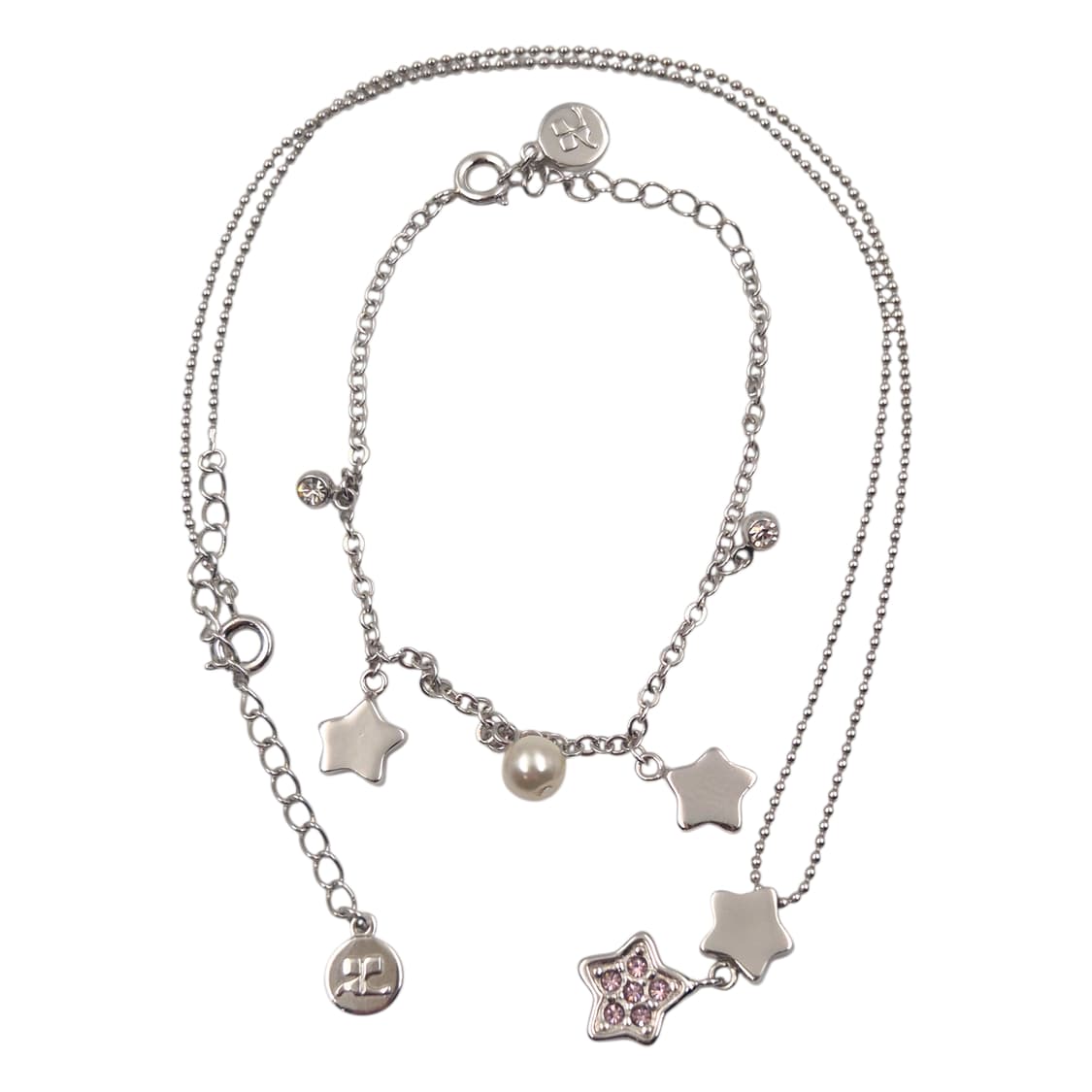 90s 꾸레쥬 스타 크리스탈 목걸이&팔찌 세트 상품이미지1