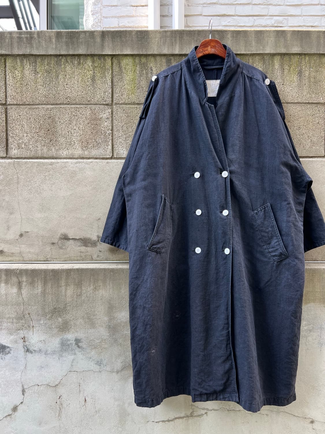 1980s BLACK FRENCH LINEN WIDE 블랙프렌치린넨코트 상품이미지5