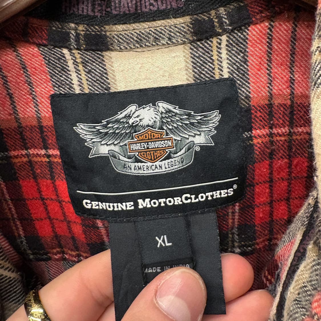 00s 할리데이비슨 플래드체크 플란넬 워크셔츠 로고패치 N738 상품이미지7