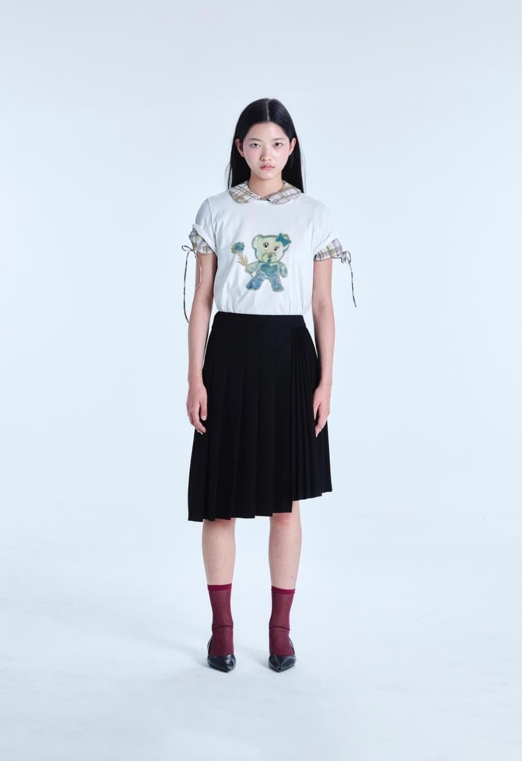 Cosmoss 플리츠 비대칭 스커트 상품이미지1