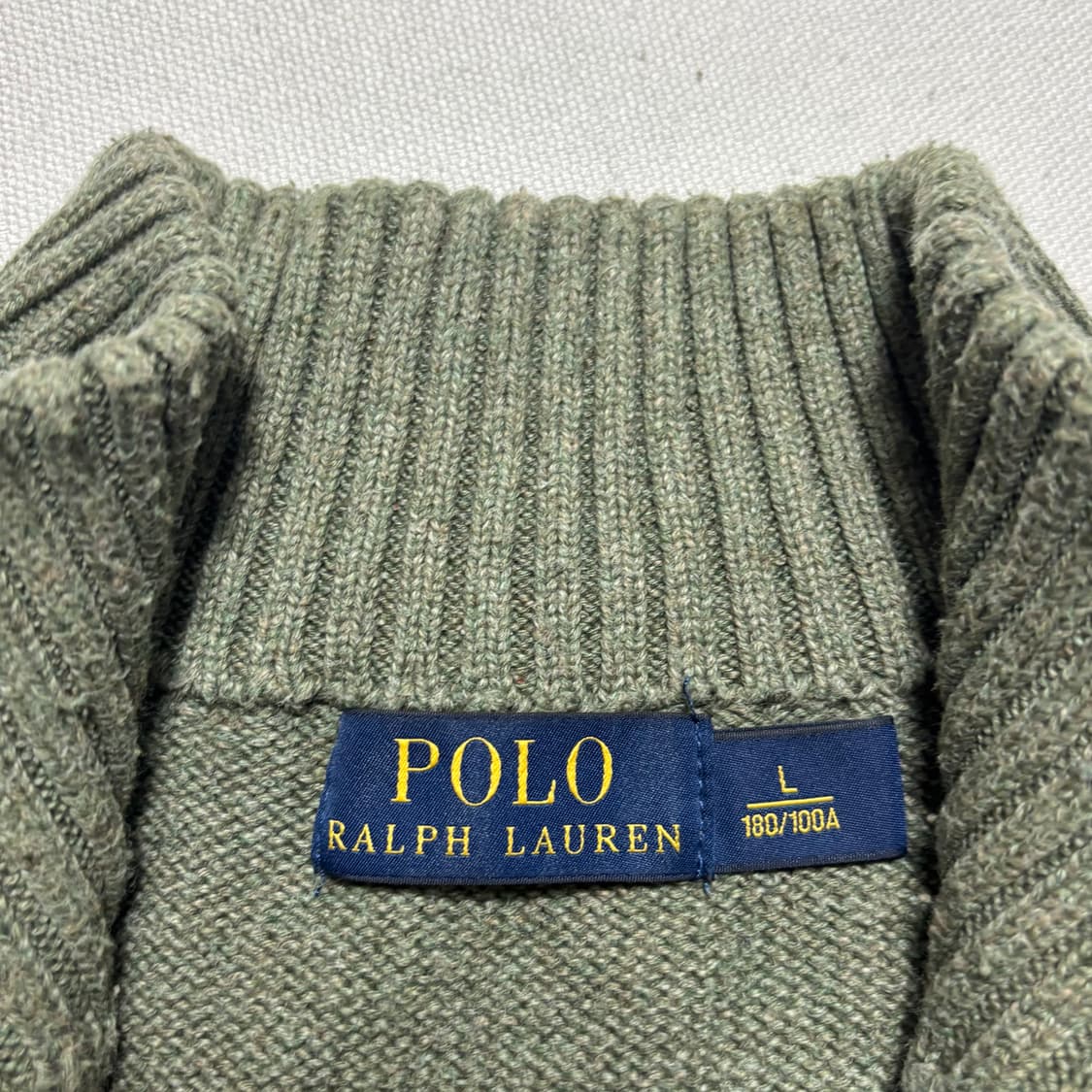 L 폴로랄프로렌 버건디 포니 코튼 그린 반집업 니트 상품이미지4