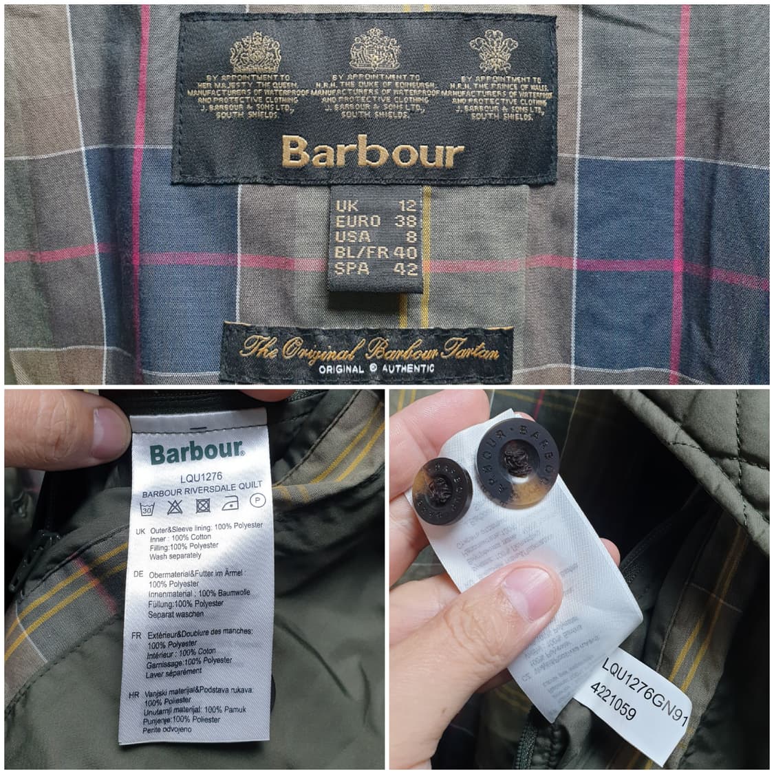 [uk12/66] 바버 벨트 롱퀼팅 카키 상품이미지8