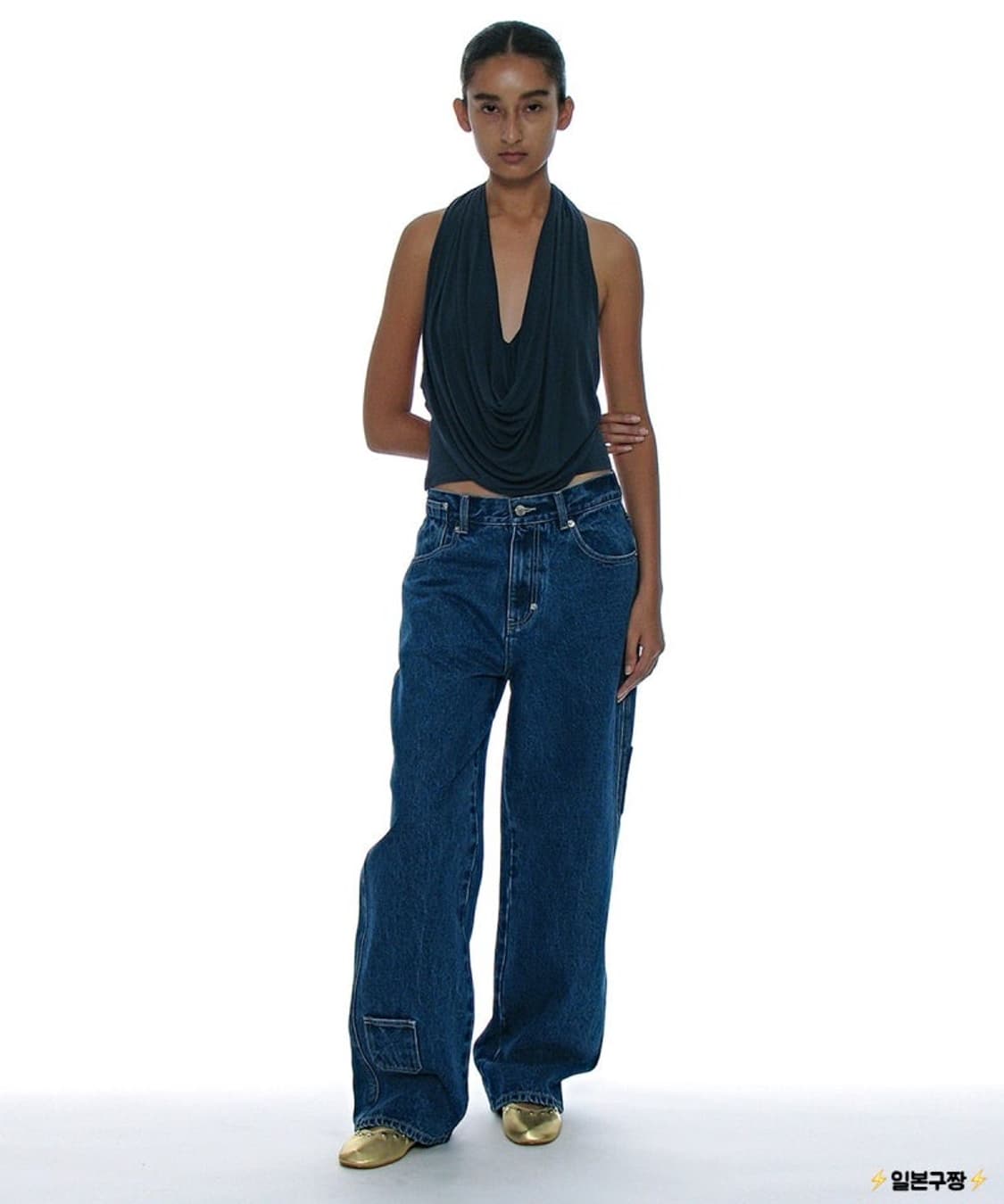 파르티멘토 카울넥 홀터 슬리브리스 크롭탑 상품이미지1