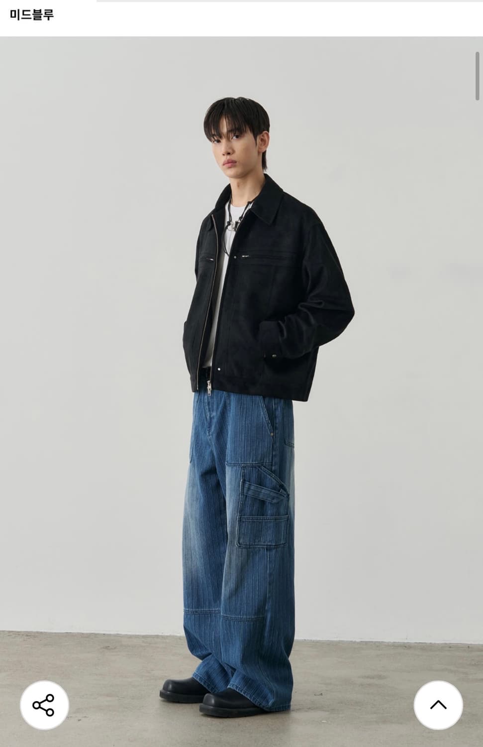 (L) 알리스 스트라이프 리버스 카펜터 데님 팬츠 [미드블루] 판매 상품이미지2