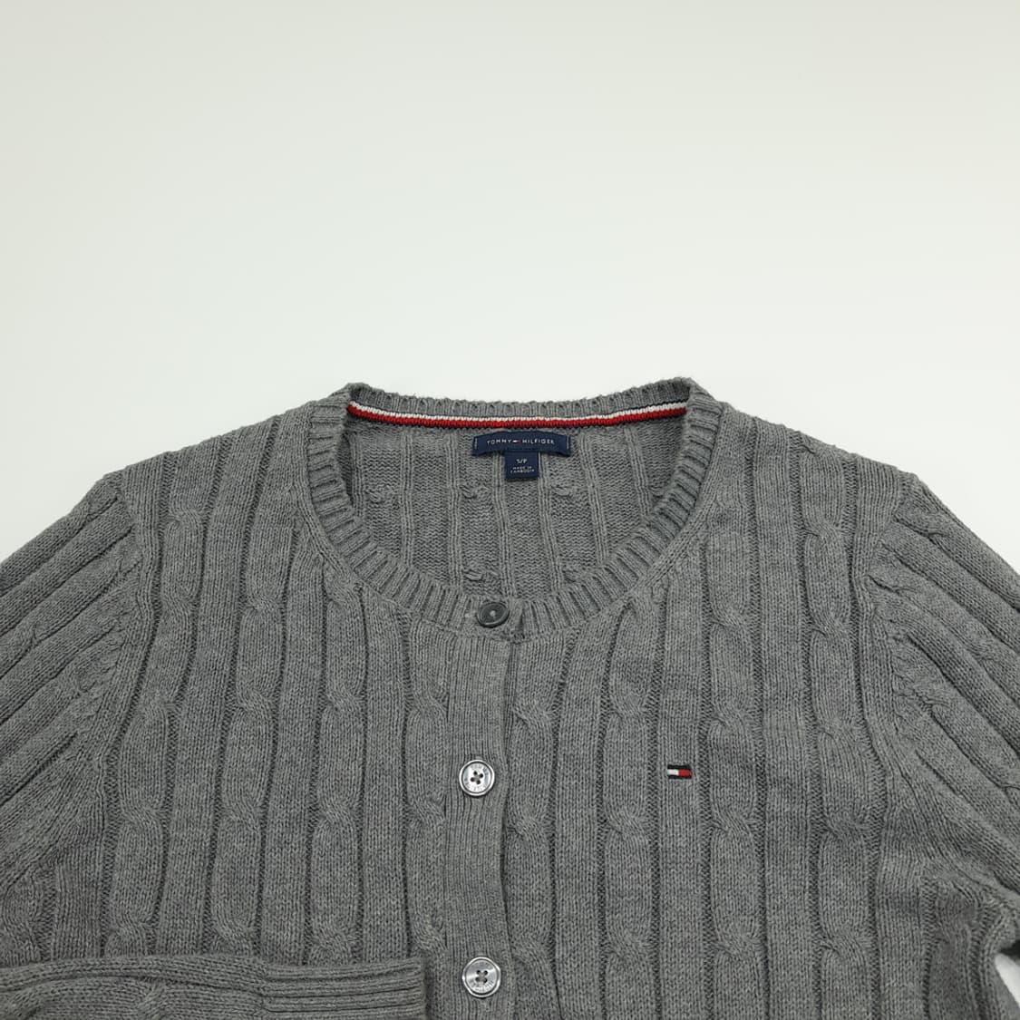 CN948W S 타미힐피거 그레이 케이블 니트 스웨터 가디건 상품이미지3