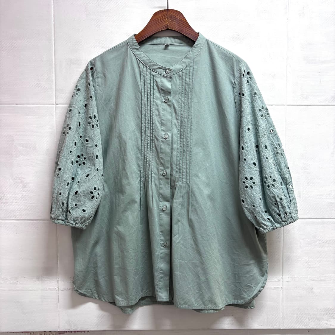 민트 펀칭 자수 모리걸 블라우스 JPN 상품이미지1