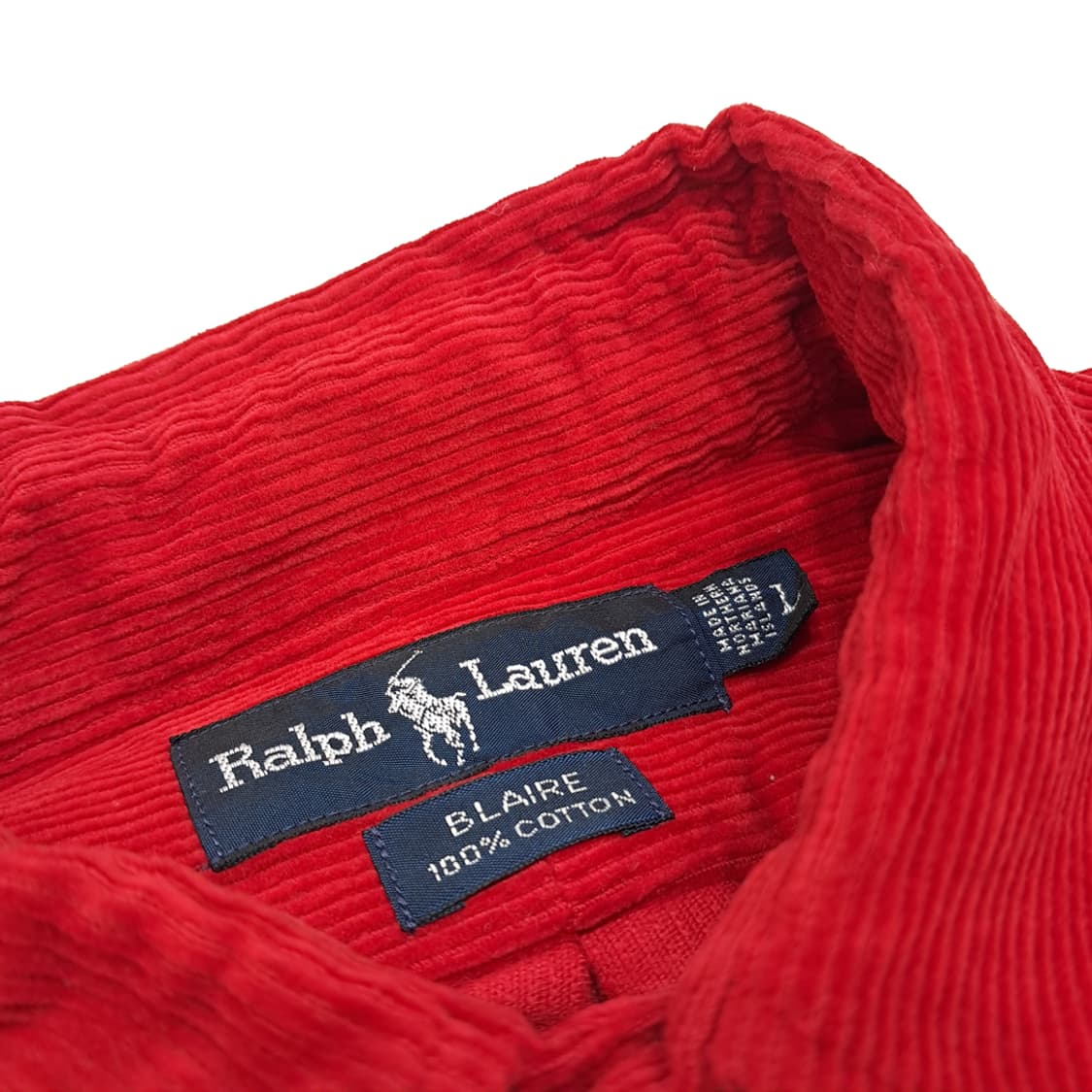 CN801 L 폴로 랄프로렌 USA 레드 코듀로이 긴팔 셔츠 남방 상품이미지4