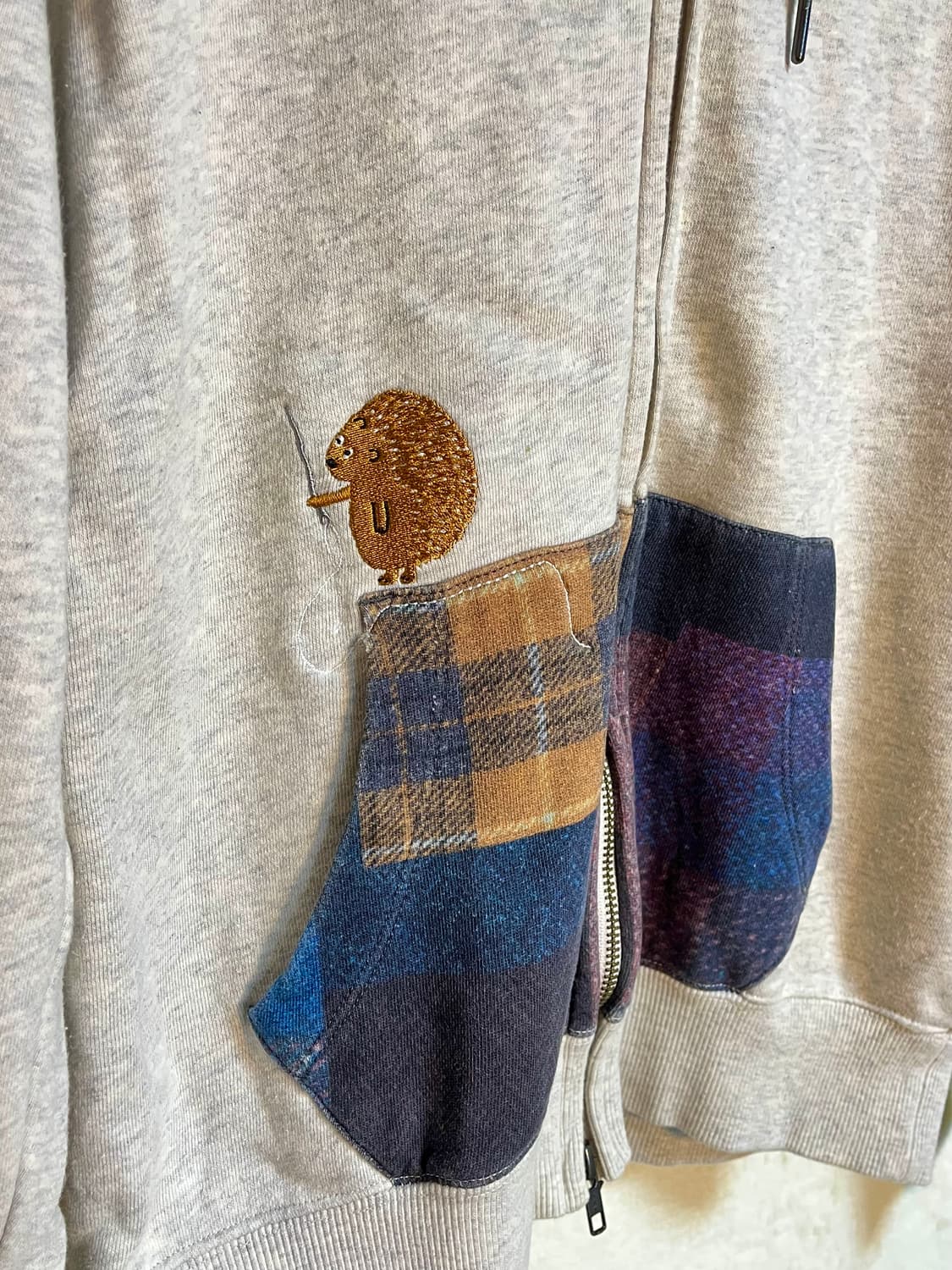 빈티지 자수 패치 후드 집업 고슴도치 상품이미지3