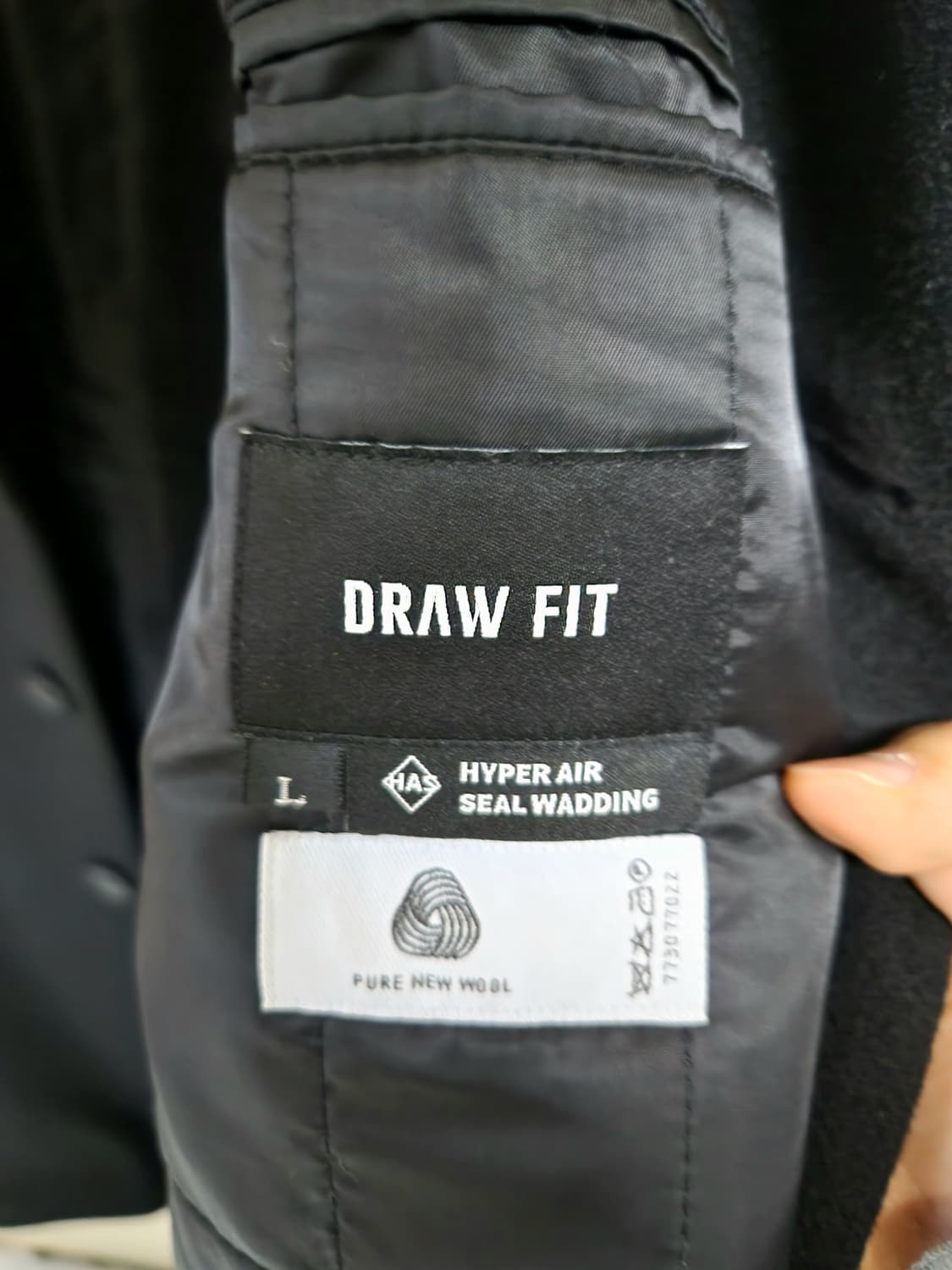 드로우핏 프리미어 퓨어 캐시미어 히든 싱글 코트 블랙 L사이즈 상품이미지4