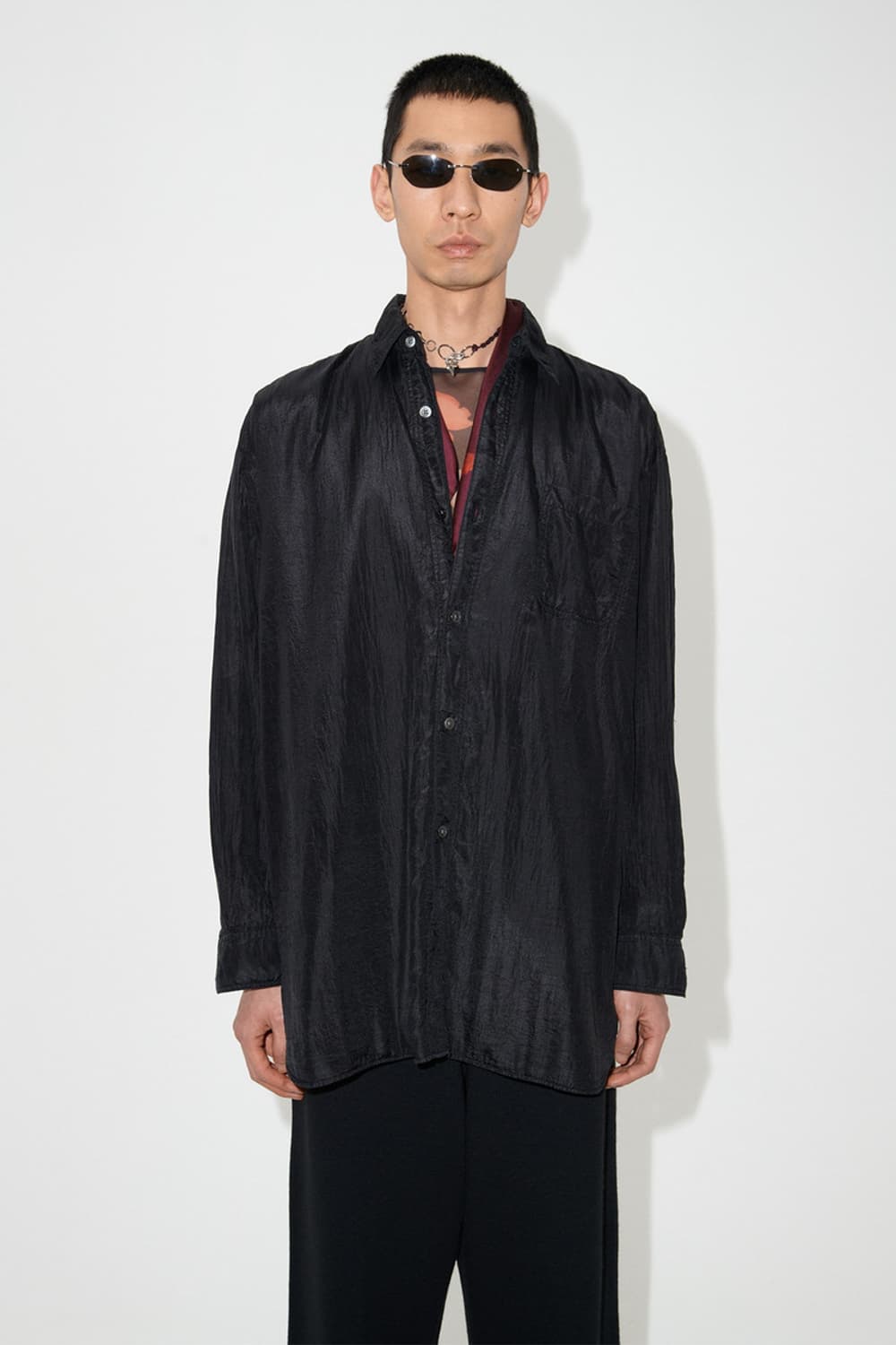 아워레가시 달링 셔츠 블랙 코튼 실크 36사이즈 상품이미지1