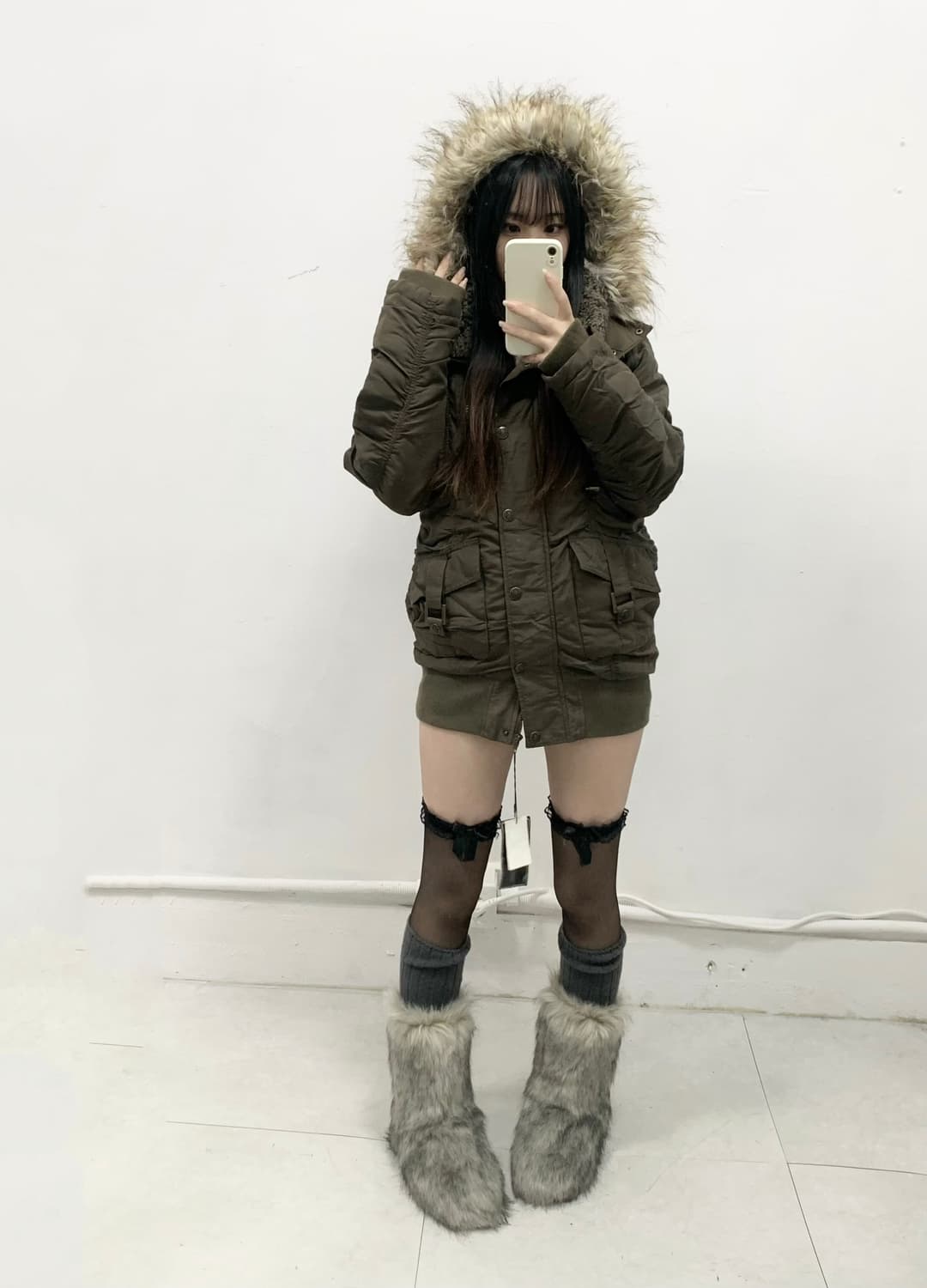 [GRAFFI] y2k 갸루 브라운카키 야상 자켓 상품이미지4