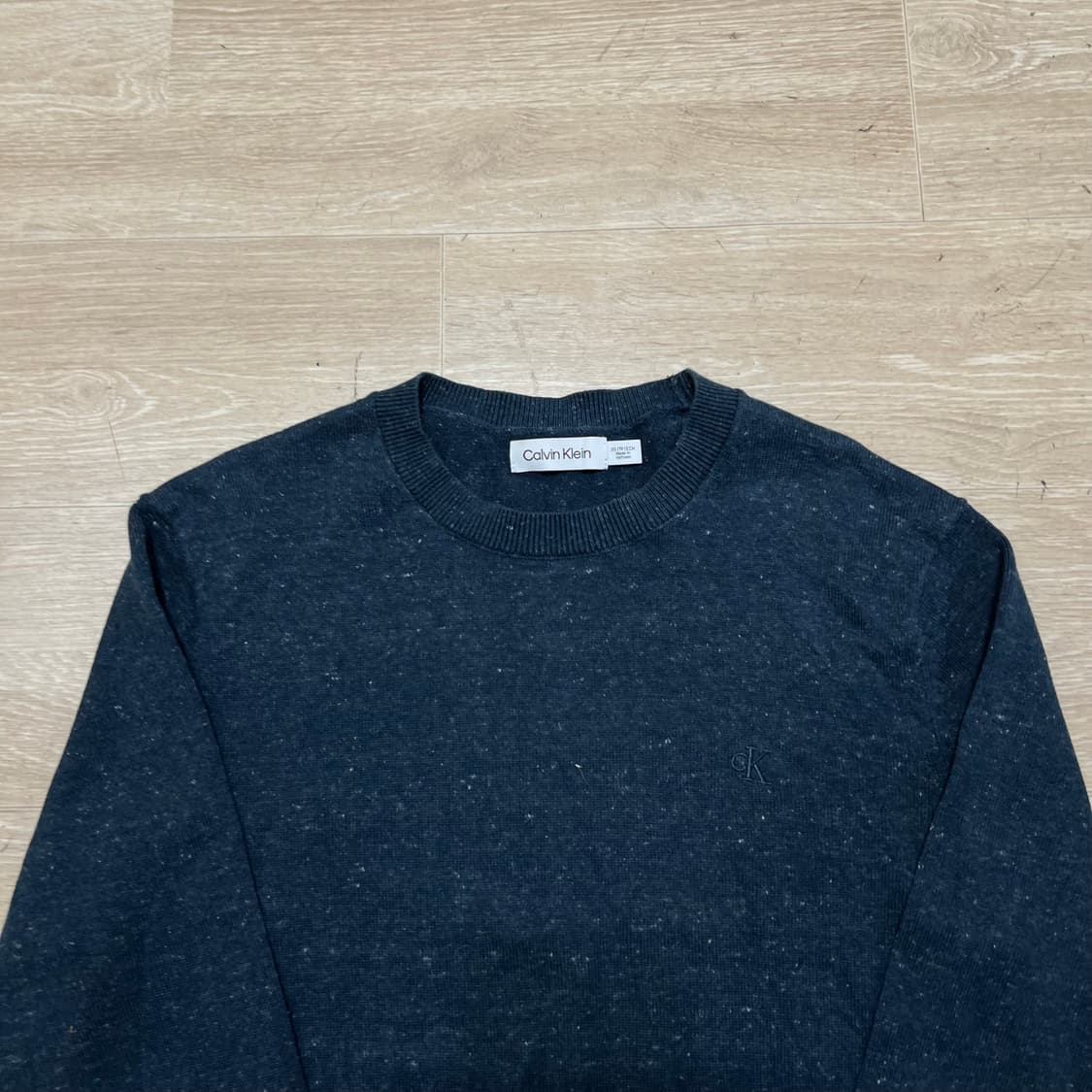 캘빈클라인 여성 CK 자수 로고 라운드넥 니트 [네이비] XS/85 상품이미지2