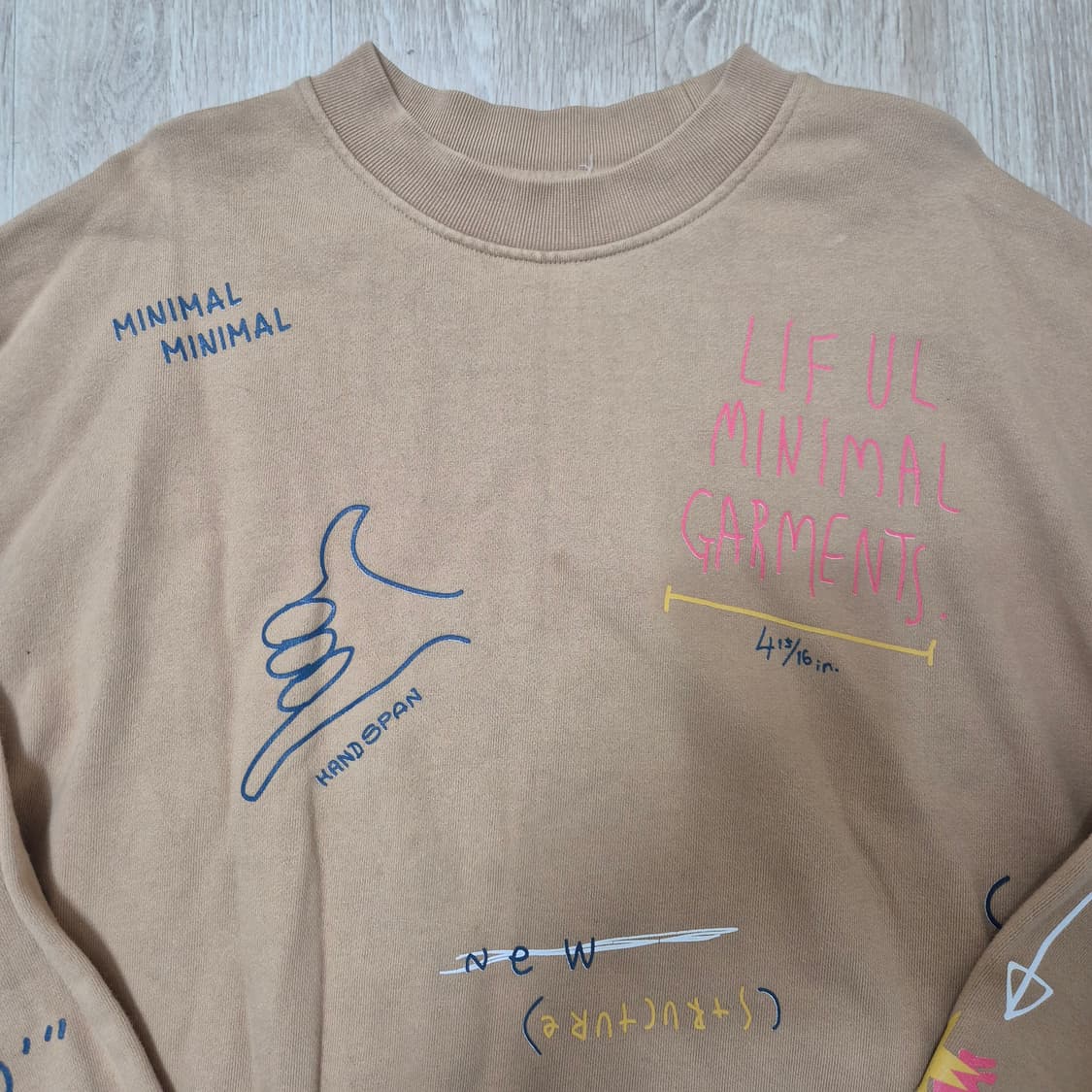 라이풀 미니멀 가먼츠 멀티 프린팅 레터링 오버핏 맨투맨 상품이미지2