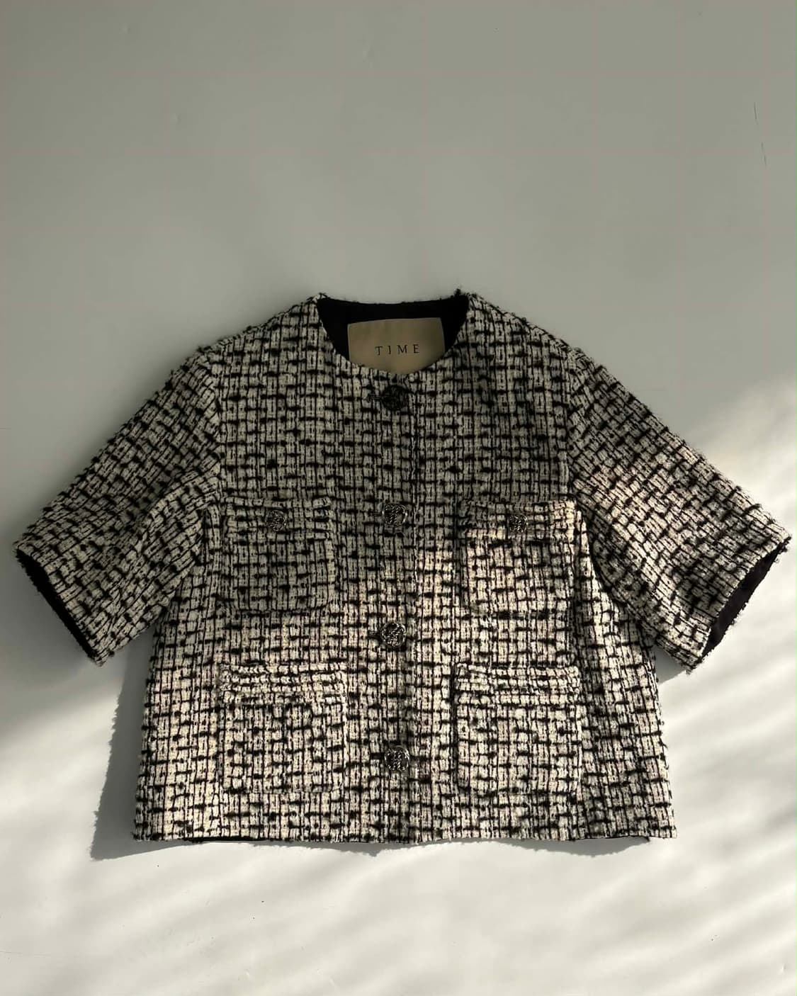 타임 한섬 TIME 21년 신형 울 블렌드 반팔 트위드 하프 자켓 상품이미지2
