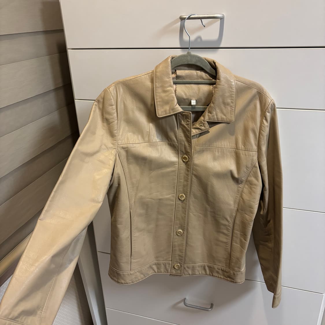 베이지 리얼 소가죽 100% 가죽자켓 레더자켓 L 상품이미지3