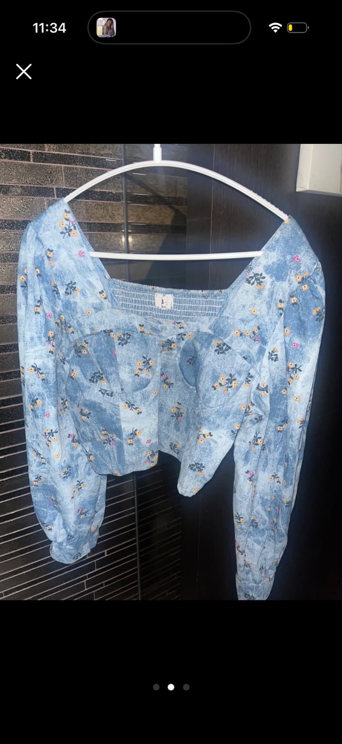 블루 플라워 블라우스 상품이미지3
