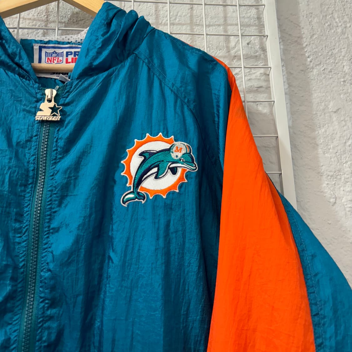 스타터 X NFL 90s 올드스쿨 마이애미 돌핀스 바람막이 XL 상품이미지5