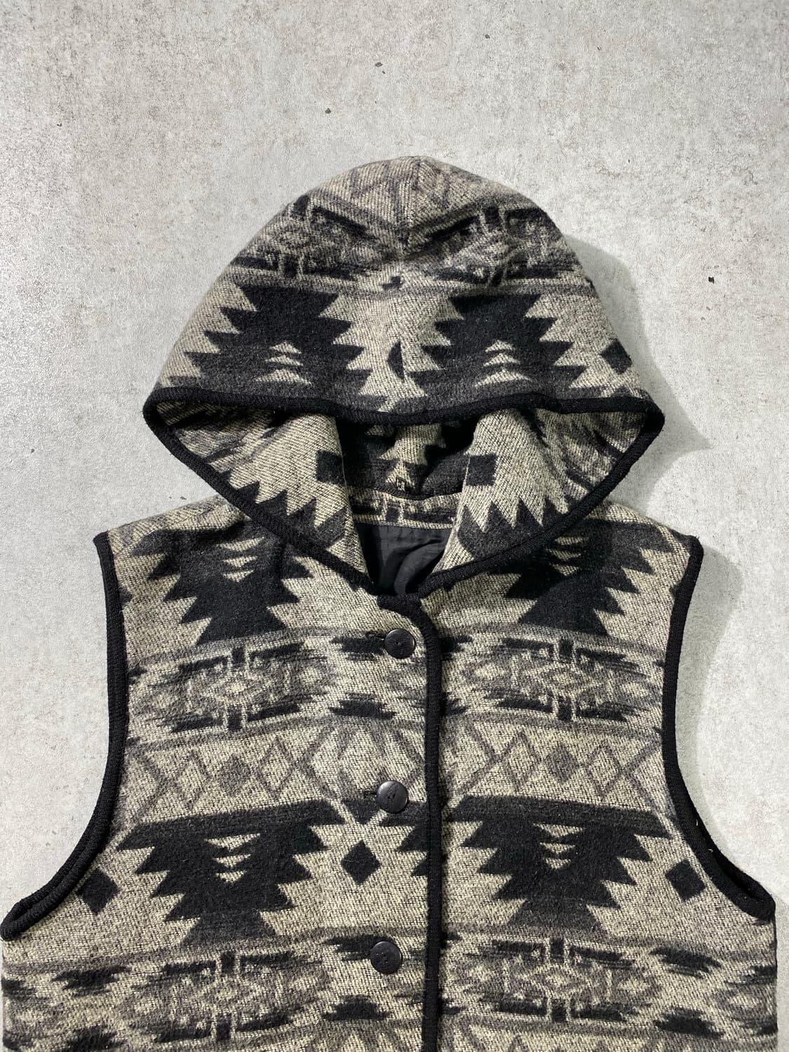 [L-XL] Vintage 빈티지 에스닉 나바호 패턴 울 후드 베스트 상품이미지2