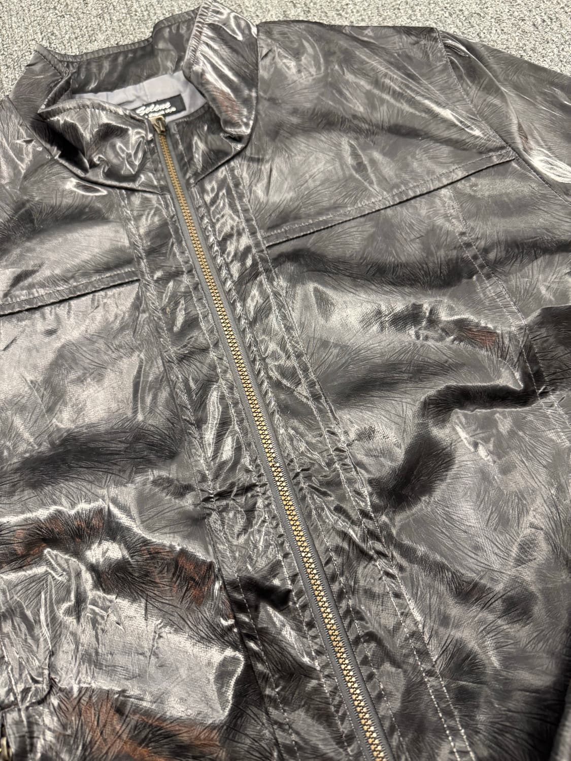 L)Selene 빈티지 패턴 인조가죽 집업 자켓 상품이미지2