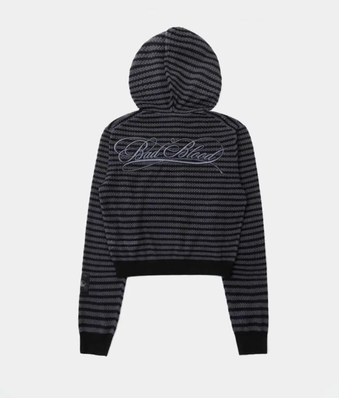 [새상품]배드블러드 스트라이프 크로쉐 니트 후드집업 상품이미지3