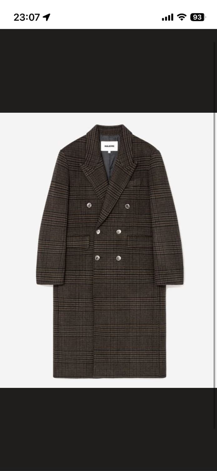 알렌느 더블 브레스티 울 맥시 코트 브라운 체크 상품이미지1