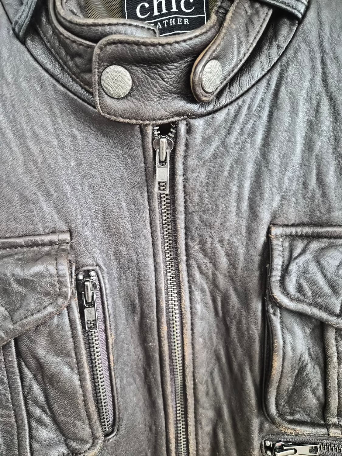 빈티지 양가죽 남성 에이징 바이커 쟈켓 상품이미지4