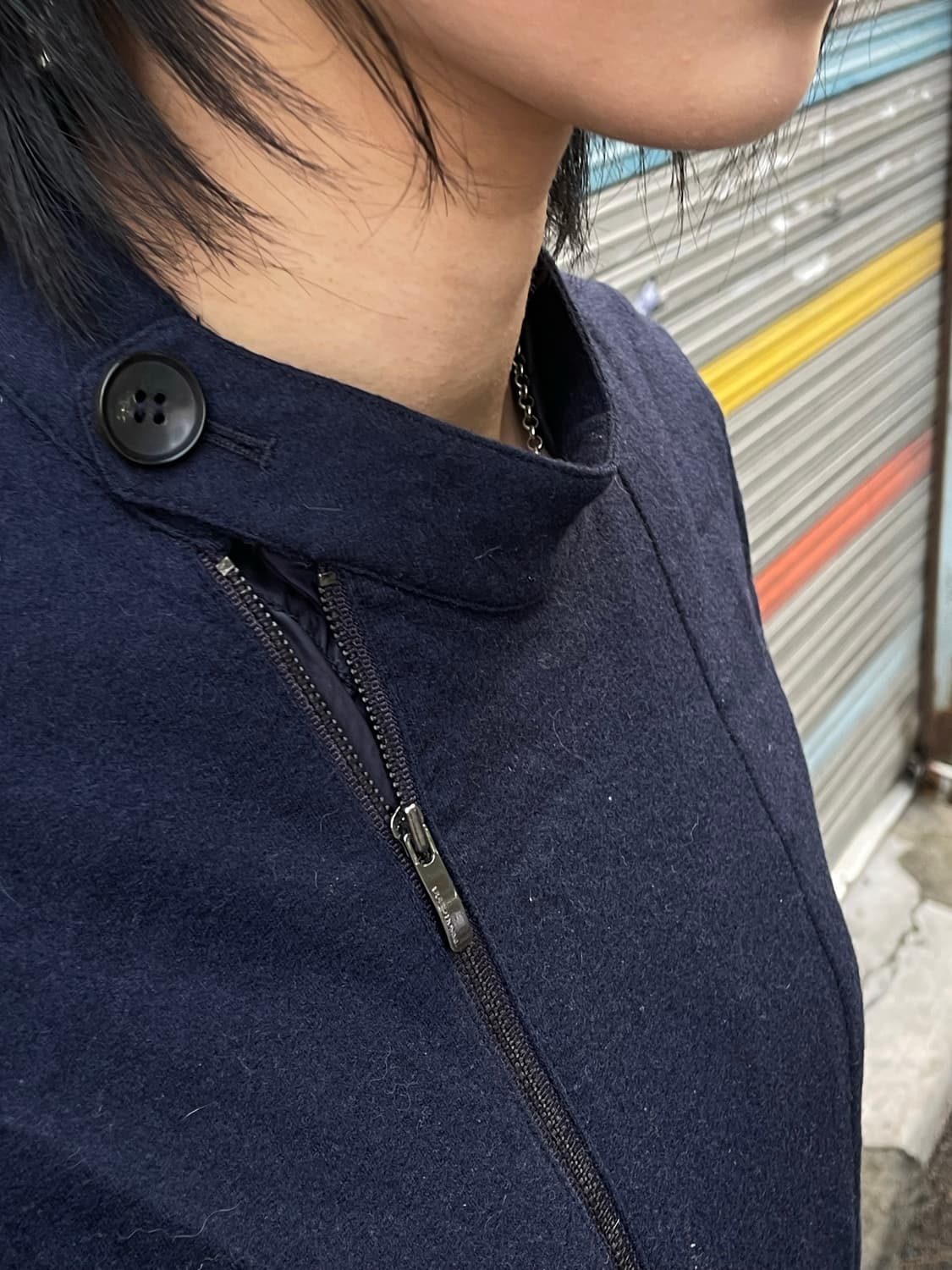 솔리드옴므 우영미 다크 네이비 사선 비대칭 집업 자켓 100 상품이미지3