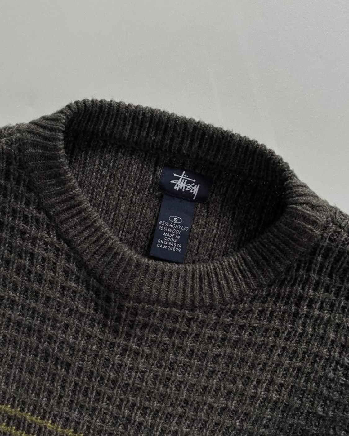 Stussy 스투시 90s 카키 와플 짜임 니트 상품이미지3