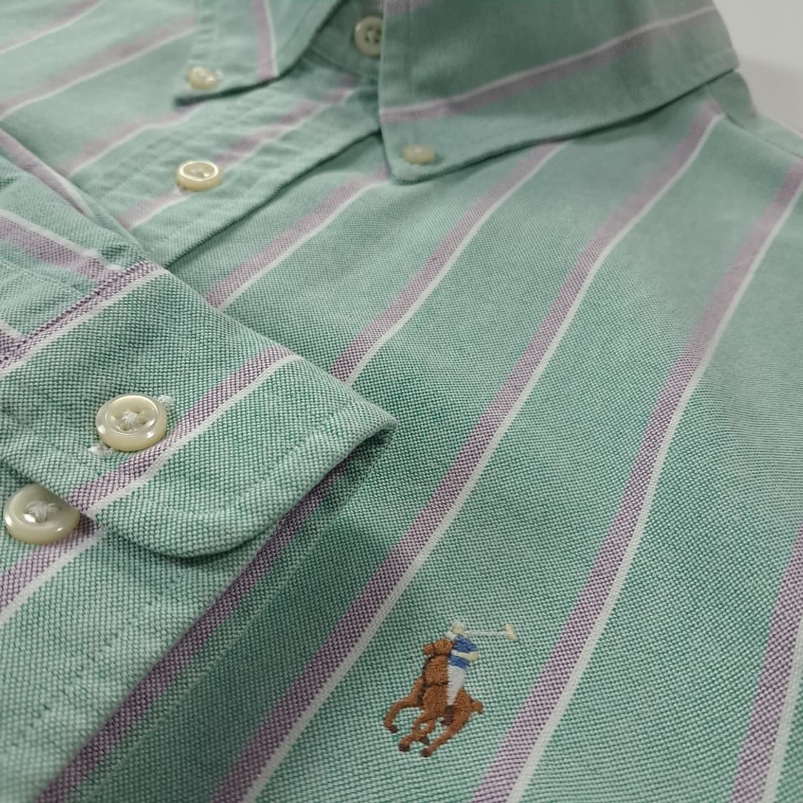 CK294 L 폴로 90s 홍콩판 커스텀핏 스트라이프 셔츠 남방 상품이미지4