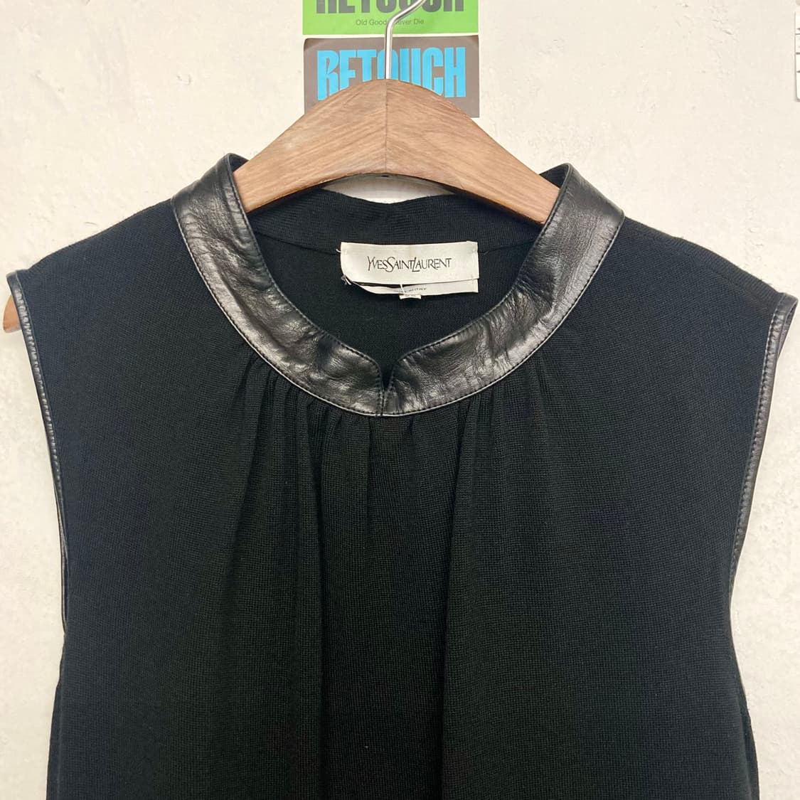 입생로랑 레더 믹스 울 니트 원피스 상품이미지2