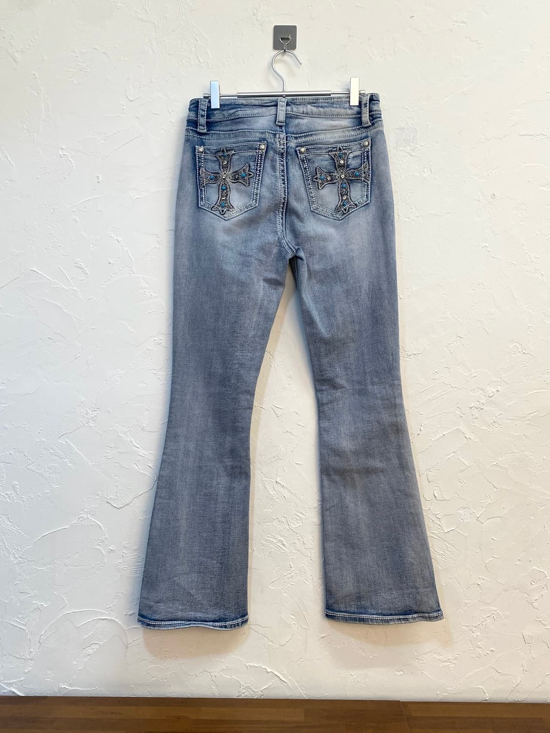 y2k 플레어 크로스 자수 데님 팬츠 상품이미지5