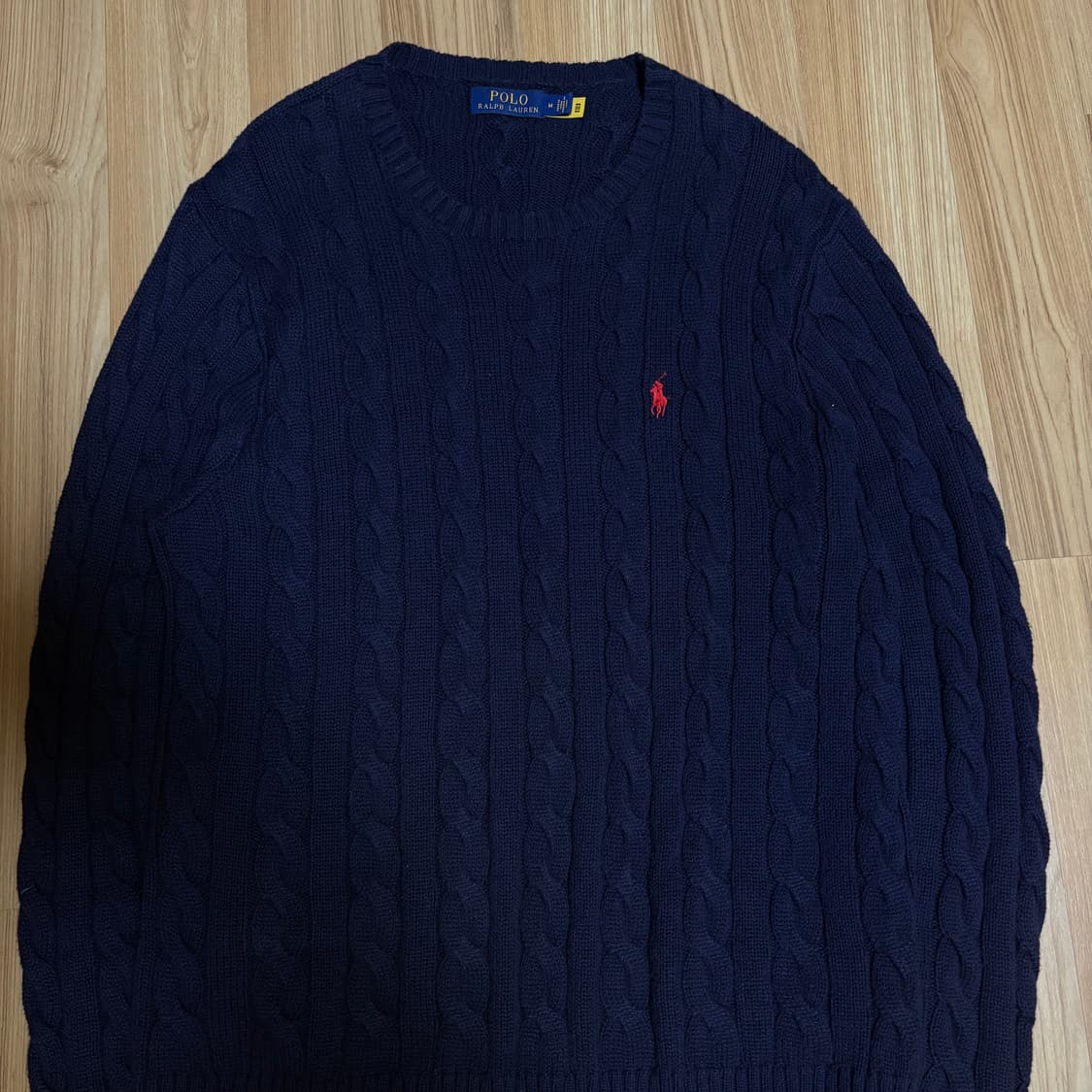 폴로 랄프로렌 포니 케이블 니트 네이비 M(L) (매장 QR정품) 상품이미지4