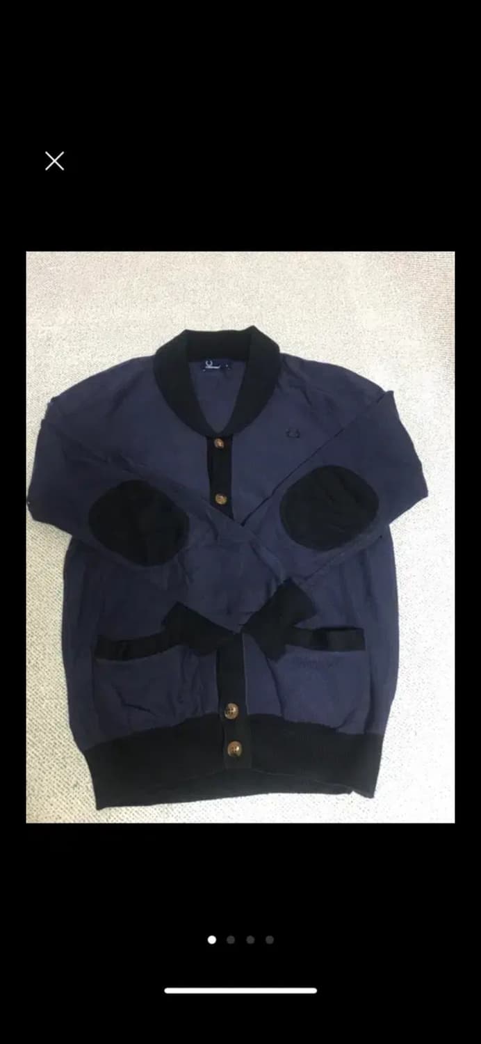 프레드페리 fred perry 네이비 엘보우패치 가디건 S 상품이미지1