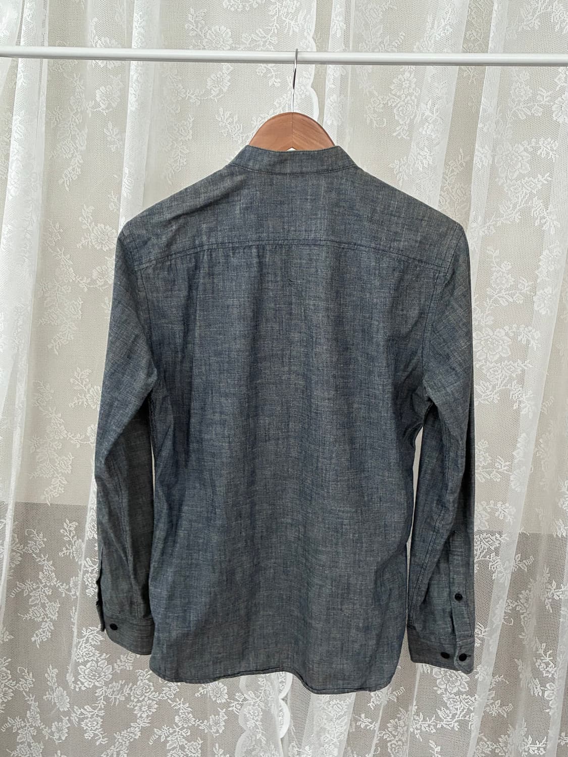 38) 라코스테 슬림핏 차이나카라 샴브레이 셔츠 그레이 상품이미지2