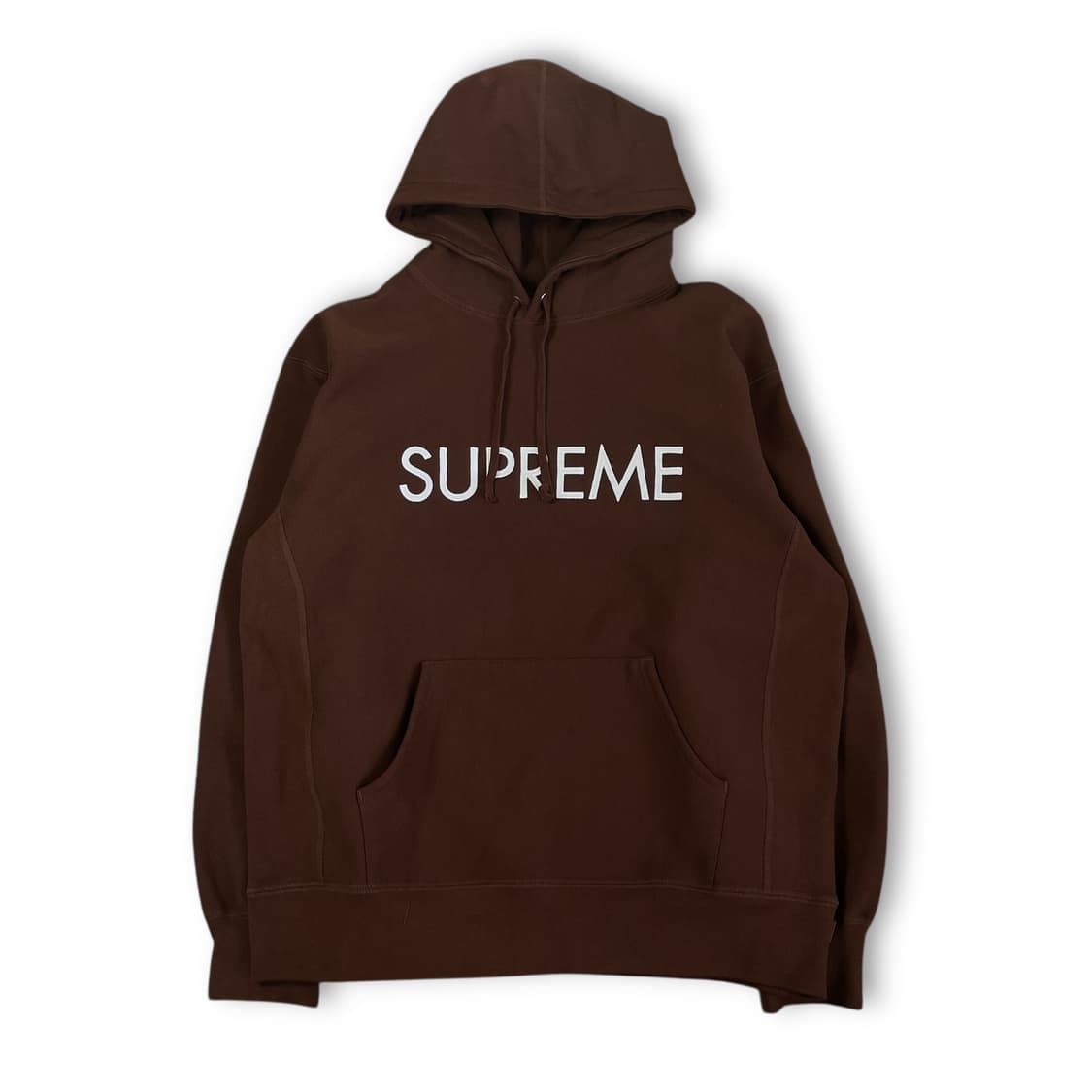 슈프림 브라운 로고 자수 후드티 L 상품이미지1