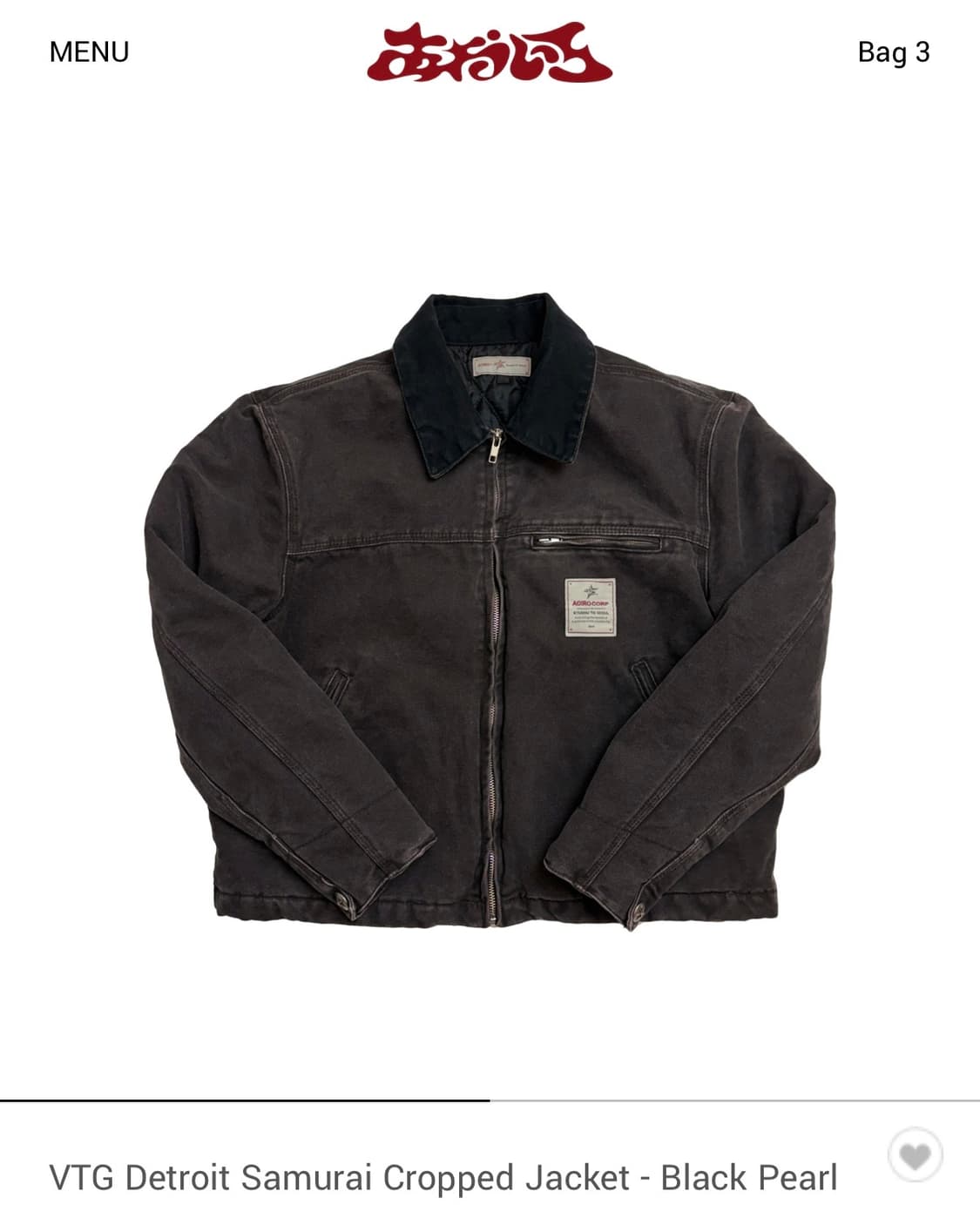 [2]아오이로 VTG 디트로이트 사무라이 크롭 자켓 블랙 펄 상품이미지1